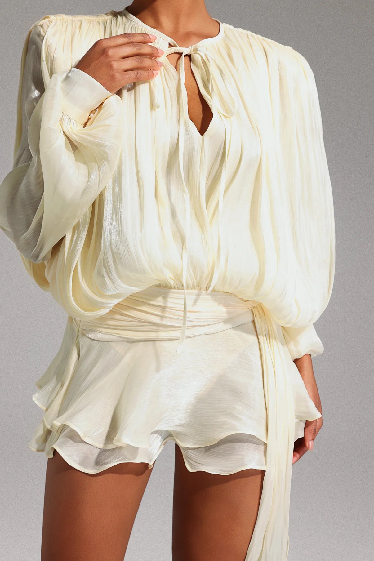 Isla Pleated Chiffon Mini Dress