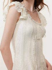 Flirty Girlie Lace-Up A-Line Mini Dress