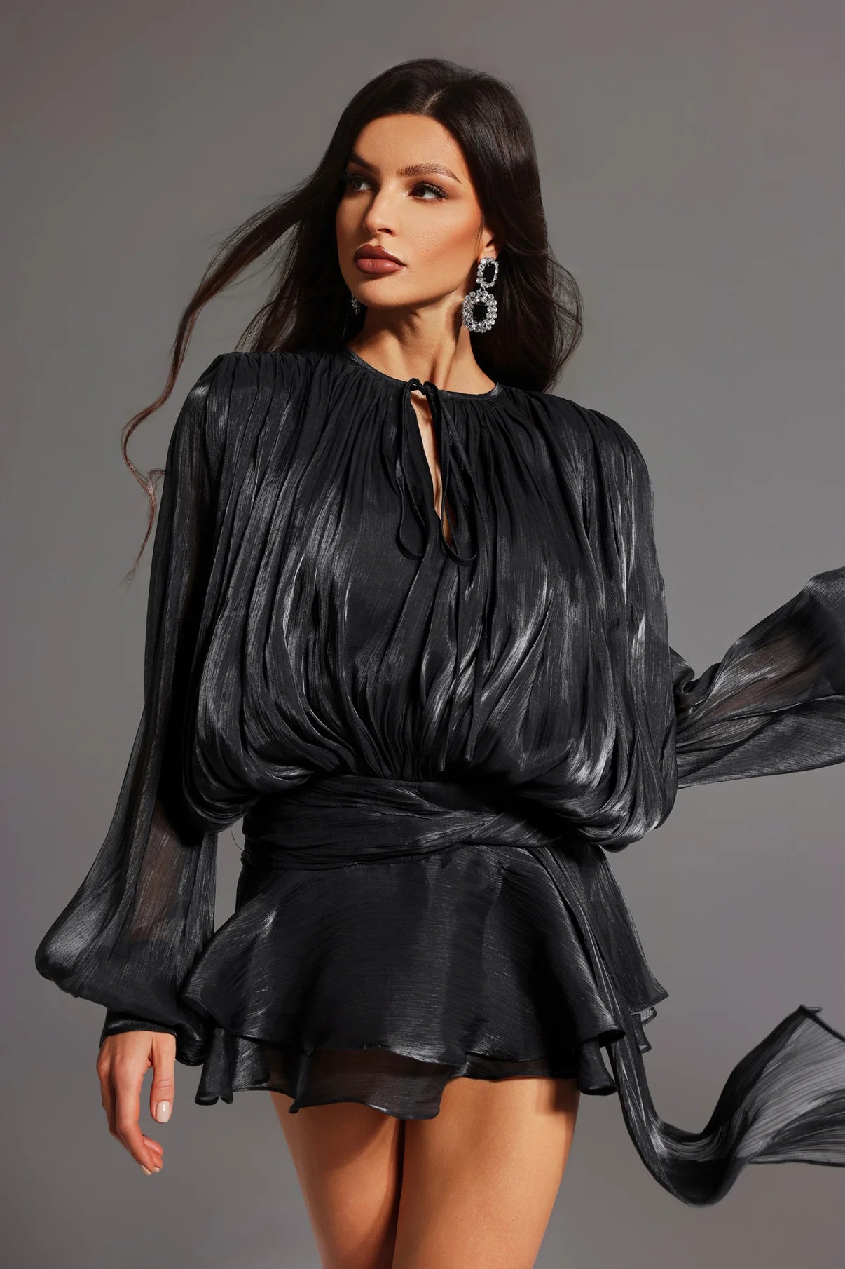 Isla Pleated Chiffon Mini Dress