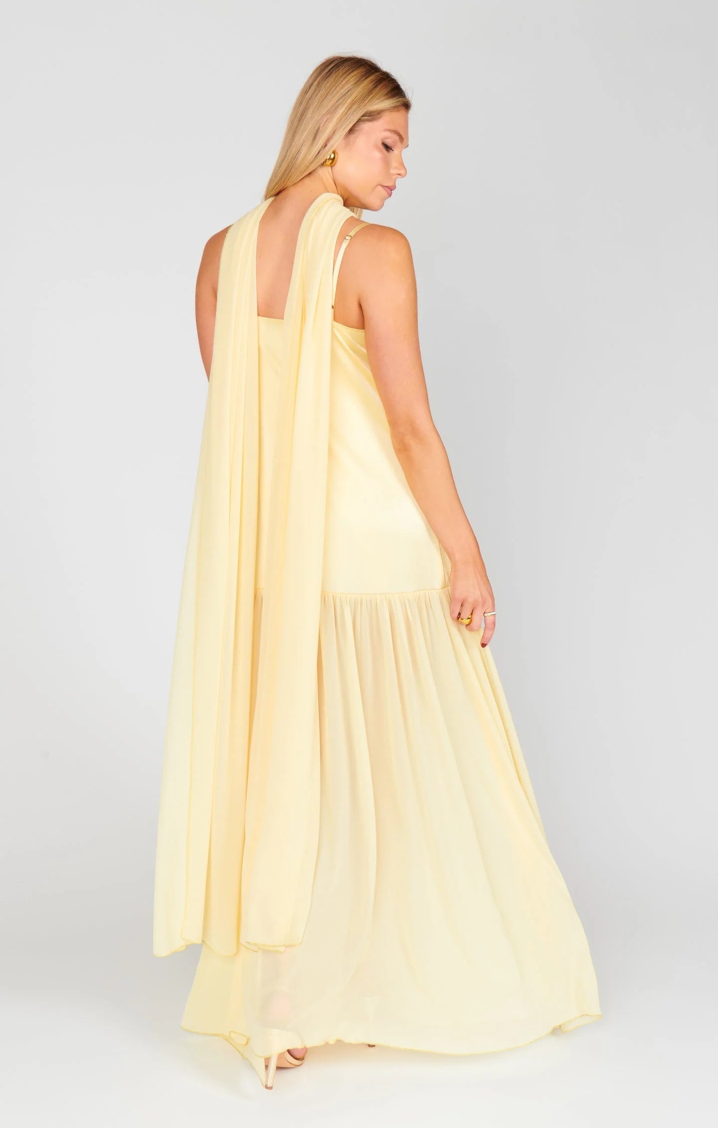 Lavienne Low Waist Sheer Maxi Dress with Scarf