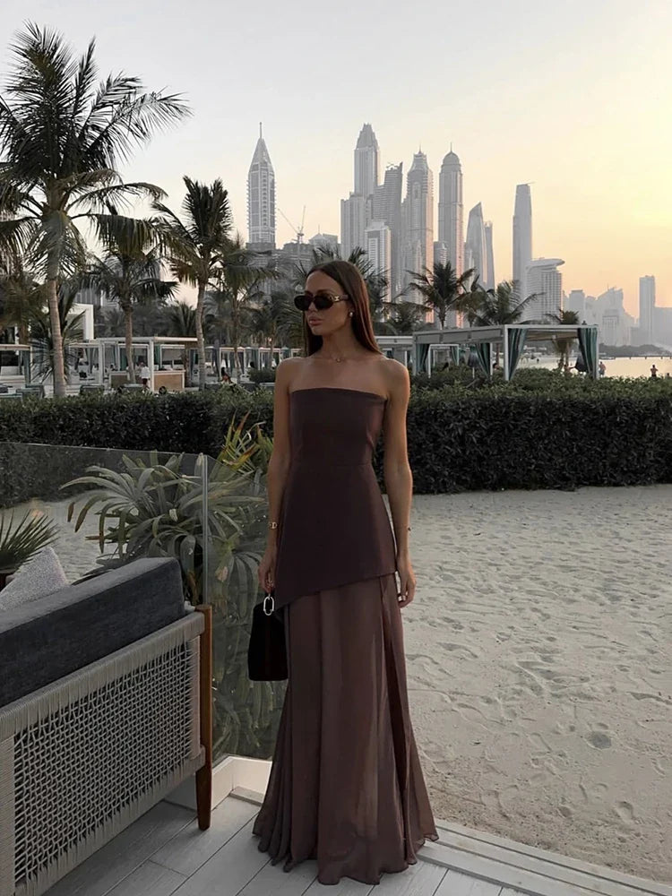 Lea Chiffon Asymmetrical Maxi Dress