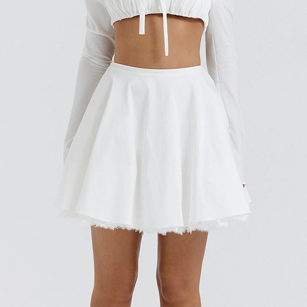 Tatiana White Bow Mini Skirt