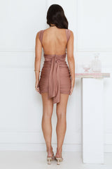 Waiting For Tonight Mini Dress Mocha