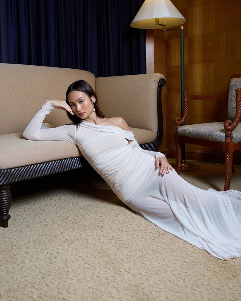 Amara One-Shoulder Draped Maxi Dress