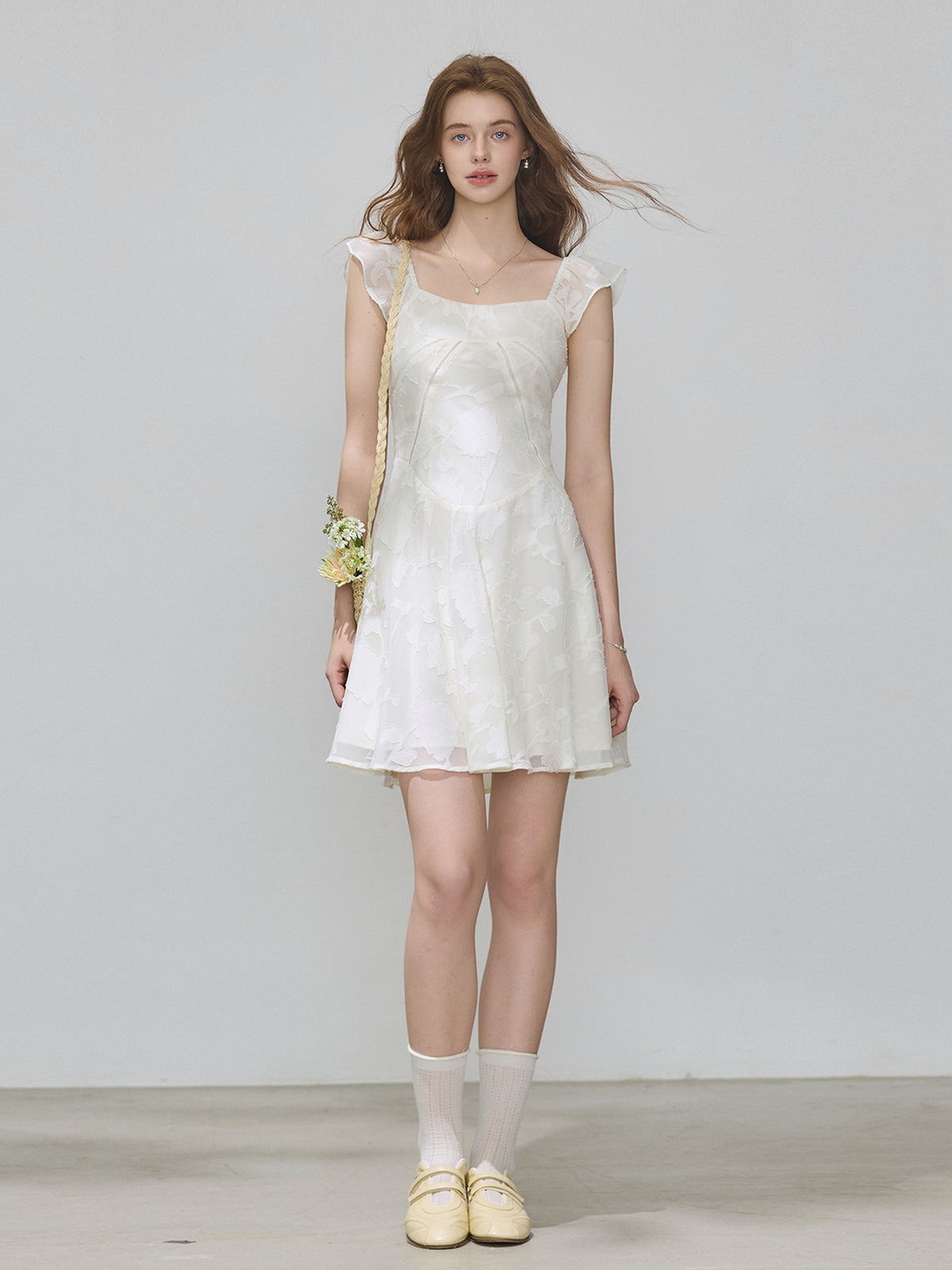 Floral Jacquard Mini Dress