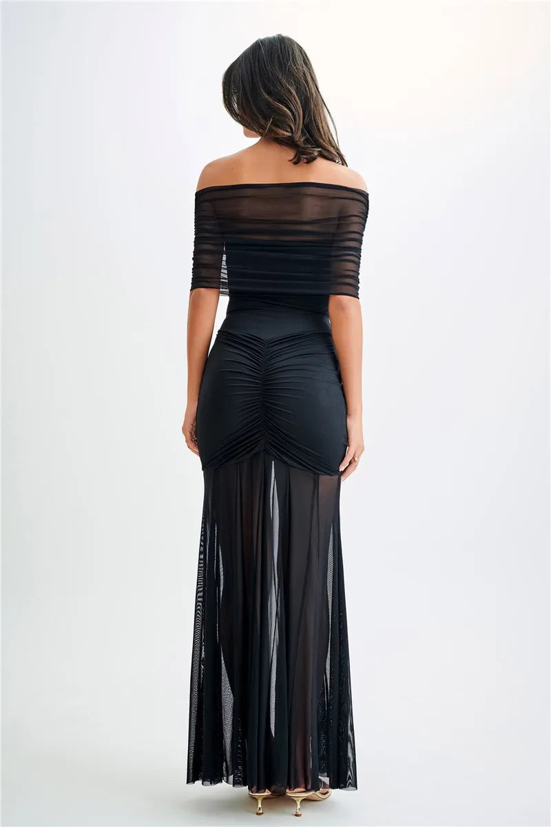 Jaide Off Shoulder Tulle Maxi Dress