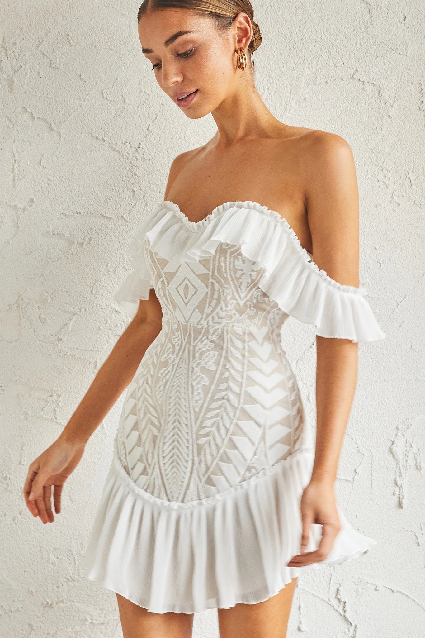 Lilly Off Shoulder Lace Mini Dress