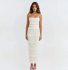 Sabrina Vintage Ruched Maxi Bodycon Dress
