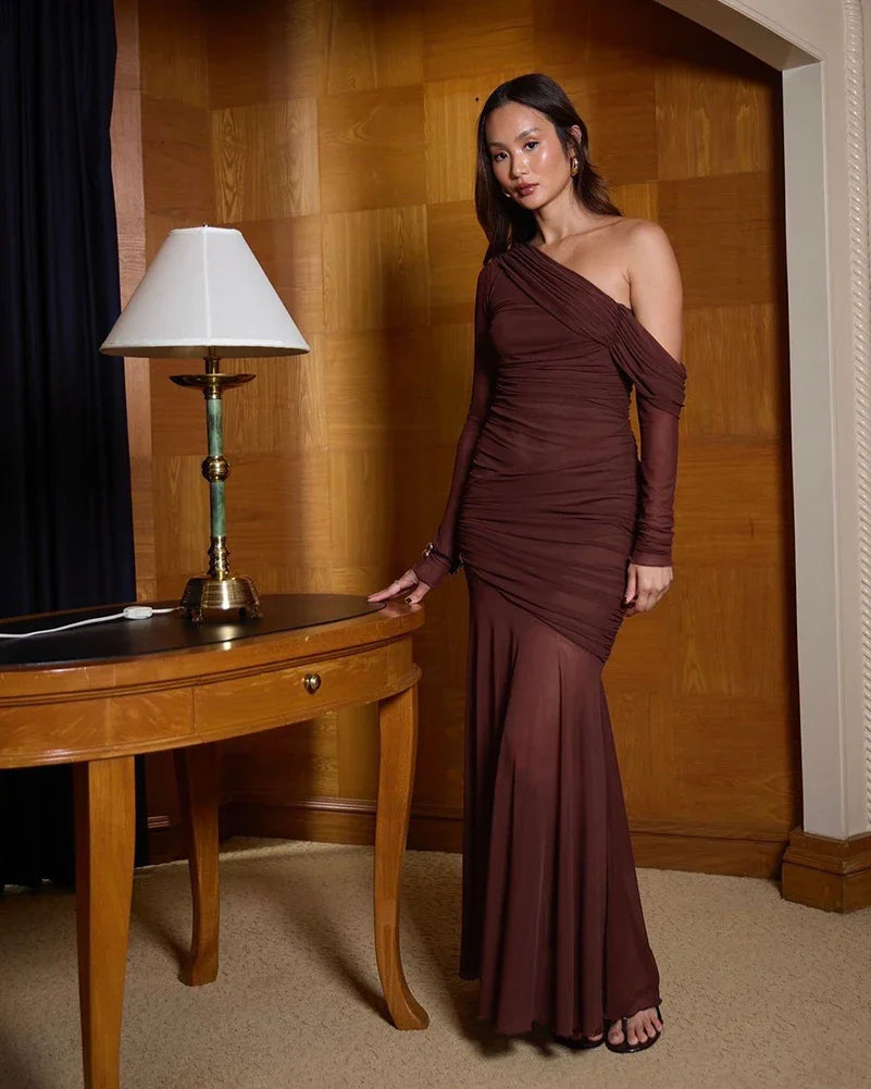 Amara One-Shoulder Draped Maxi Dress