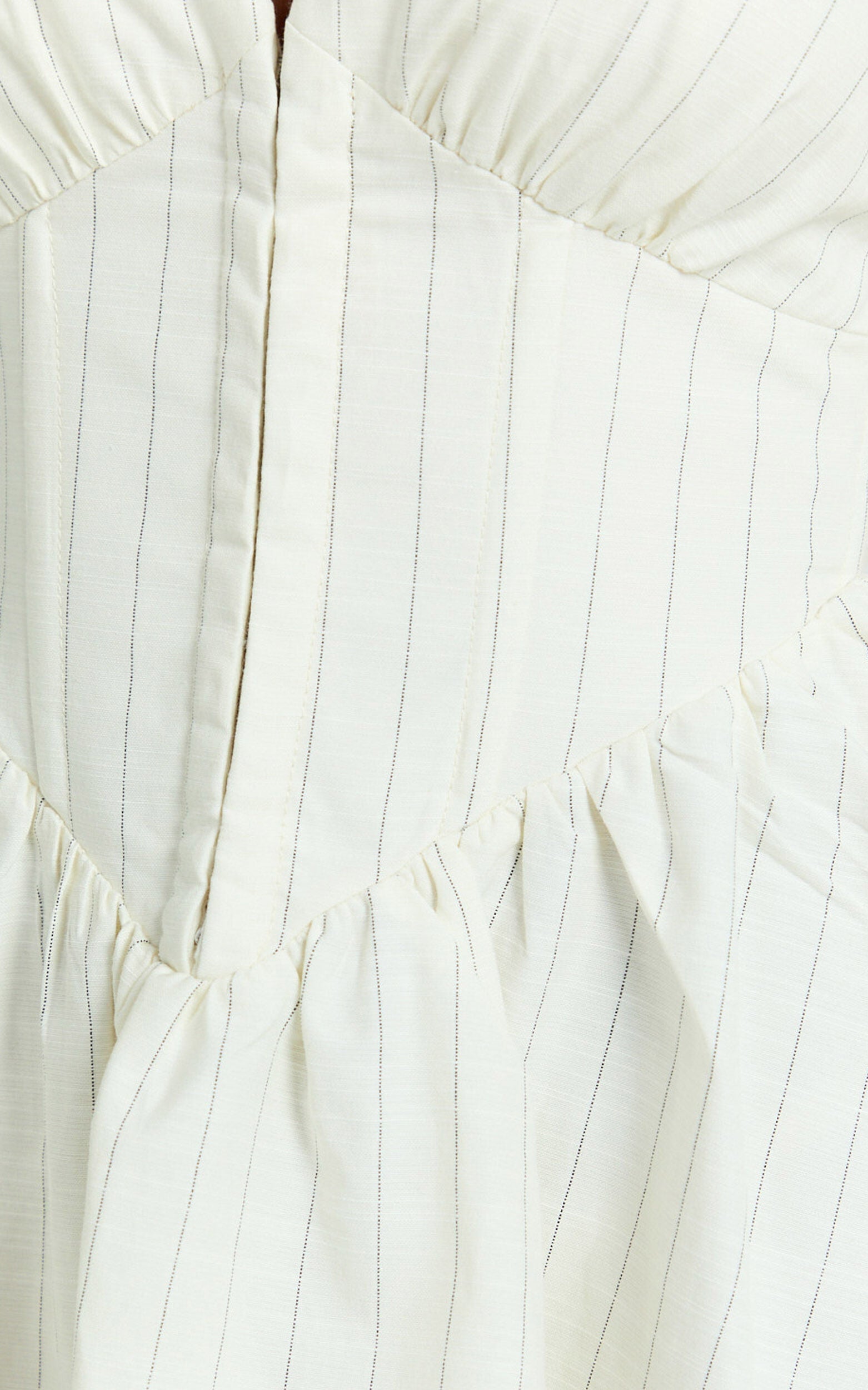 Halterneck Corset Waist Mini Dress with Gathered Skirt in Cream