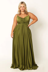 Naira Pleated Maxi Dress - Palm Green