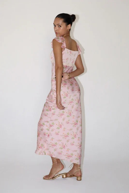 Fiorella Satin Floral Slip Maxi Dress