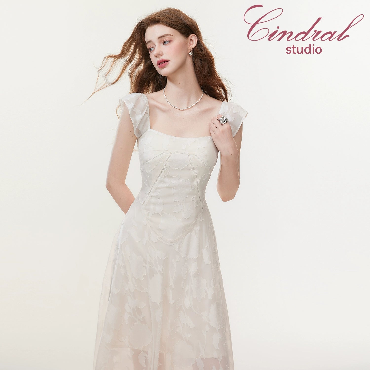 Juniors' Sweetheart-Neck Flutter-Sleeve Lace Dress