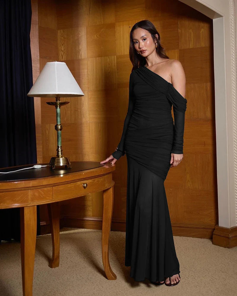 Amara One-Shoulder Draped Maxi Dress