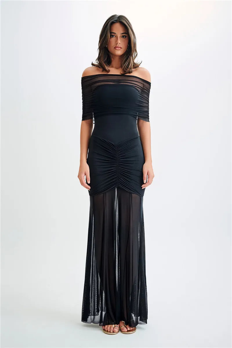 Jaide Off Shoulder Tulle Maxi Dress