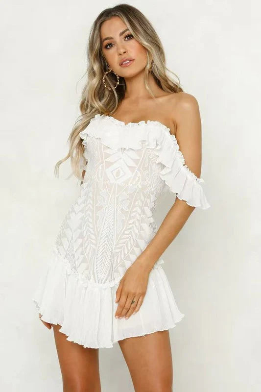 Lilly Off Shoulder Lace Mini Dress