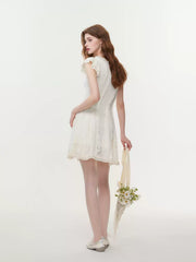 Flirty Girlie Lace-Up A-Line Mini Dress