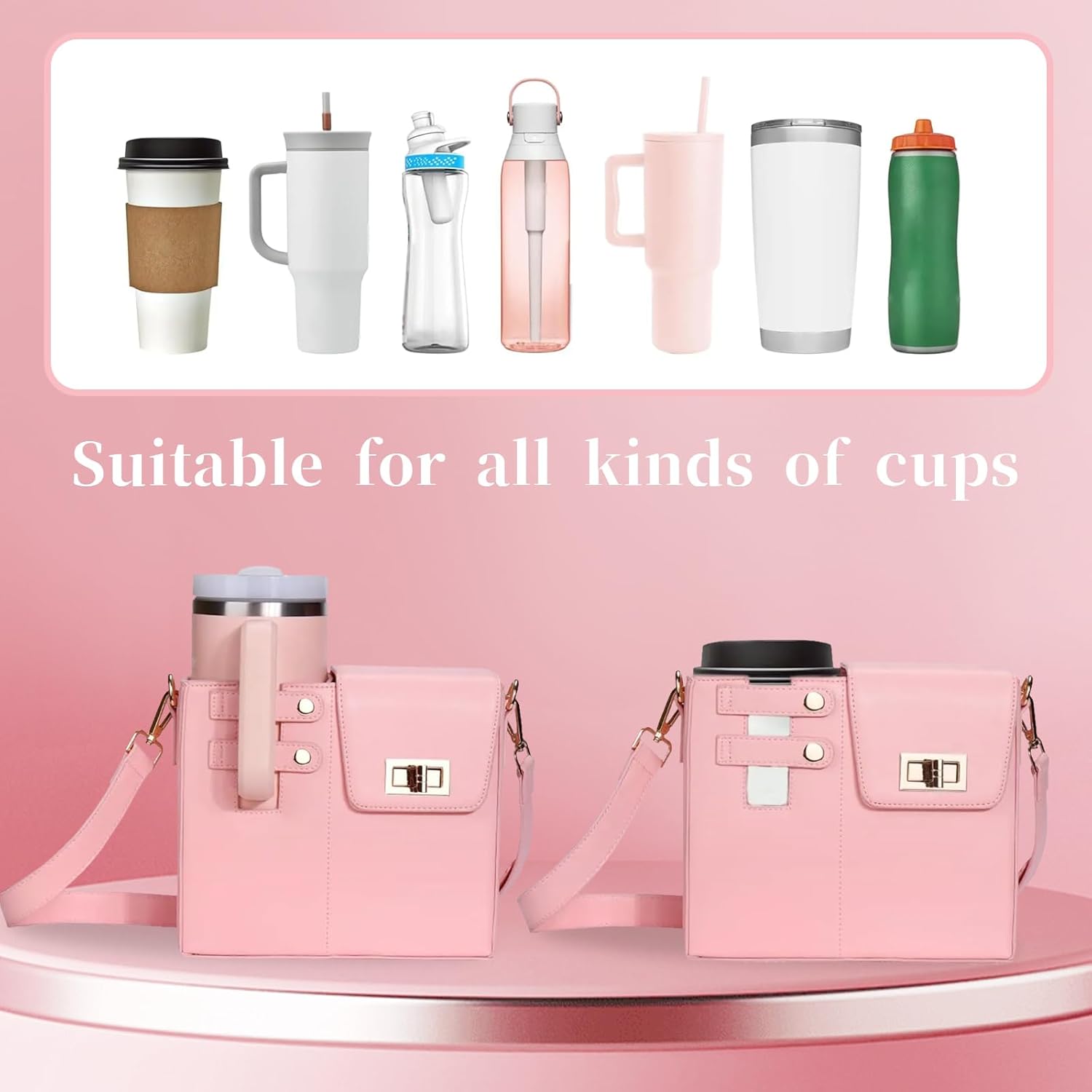 Water Cup Carrier Crossbody/Messager Bag With Adjustable Strap