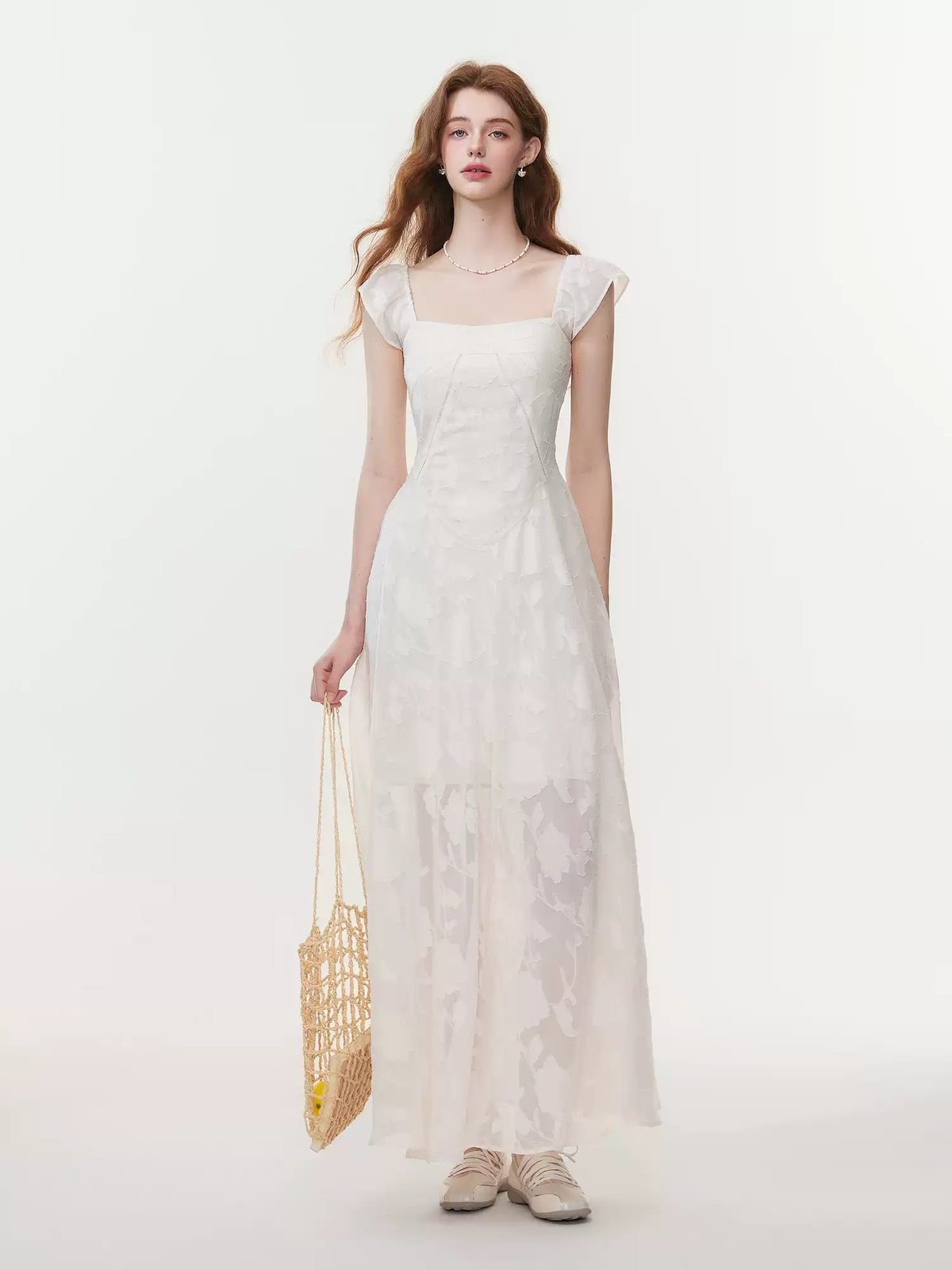 Juniors' Sweetheart-Neck Flutter-Sleeve Lace Dress