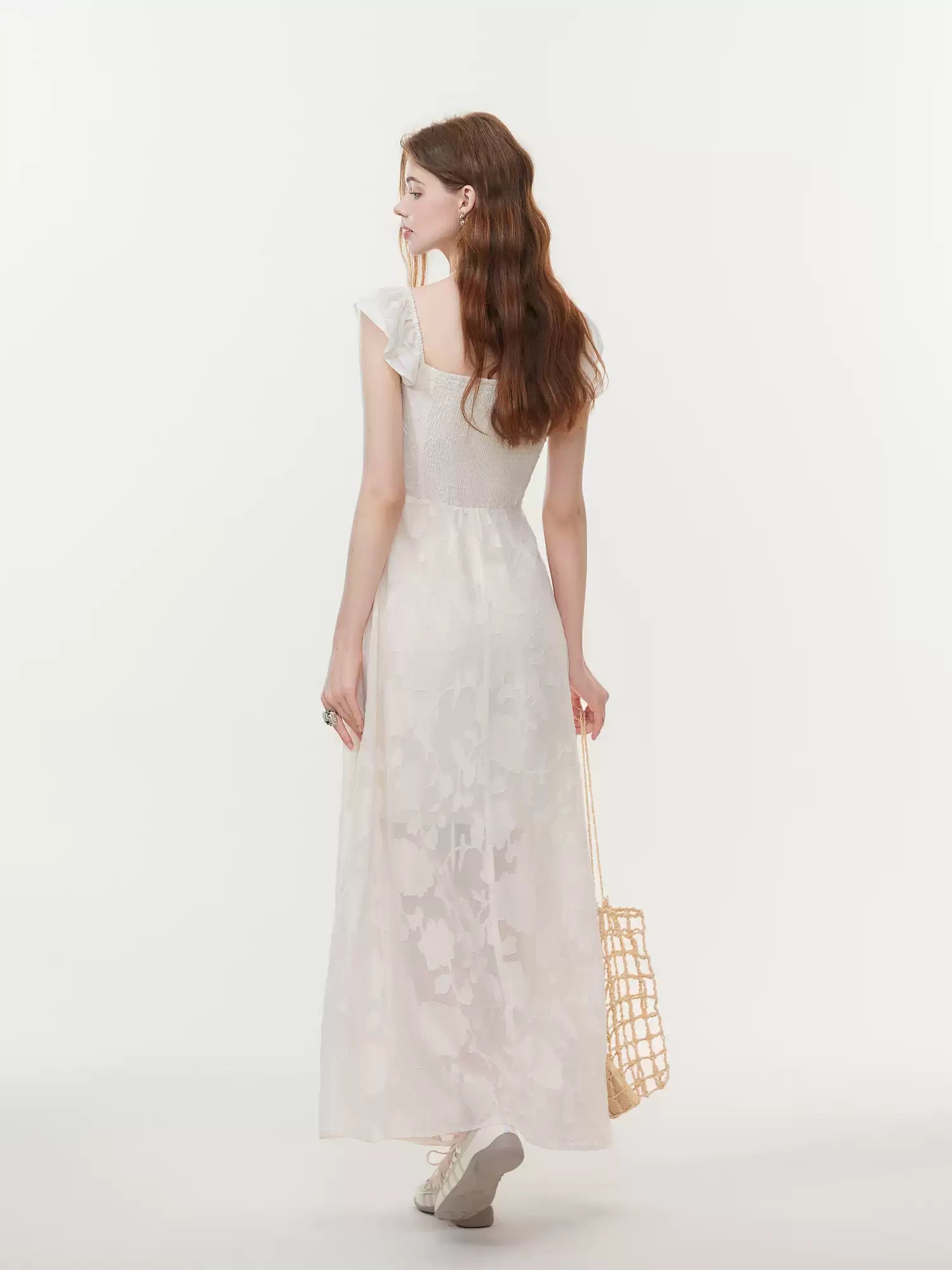 Juniors' Sweetheart-Neck Flutter-Sleeve Lace Dress
