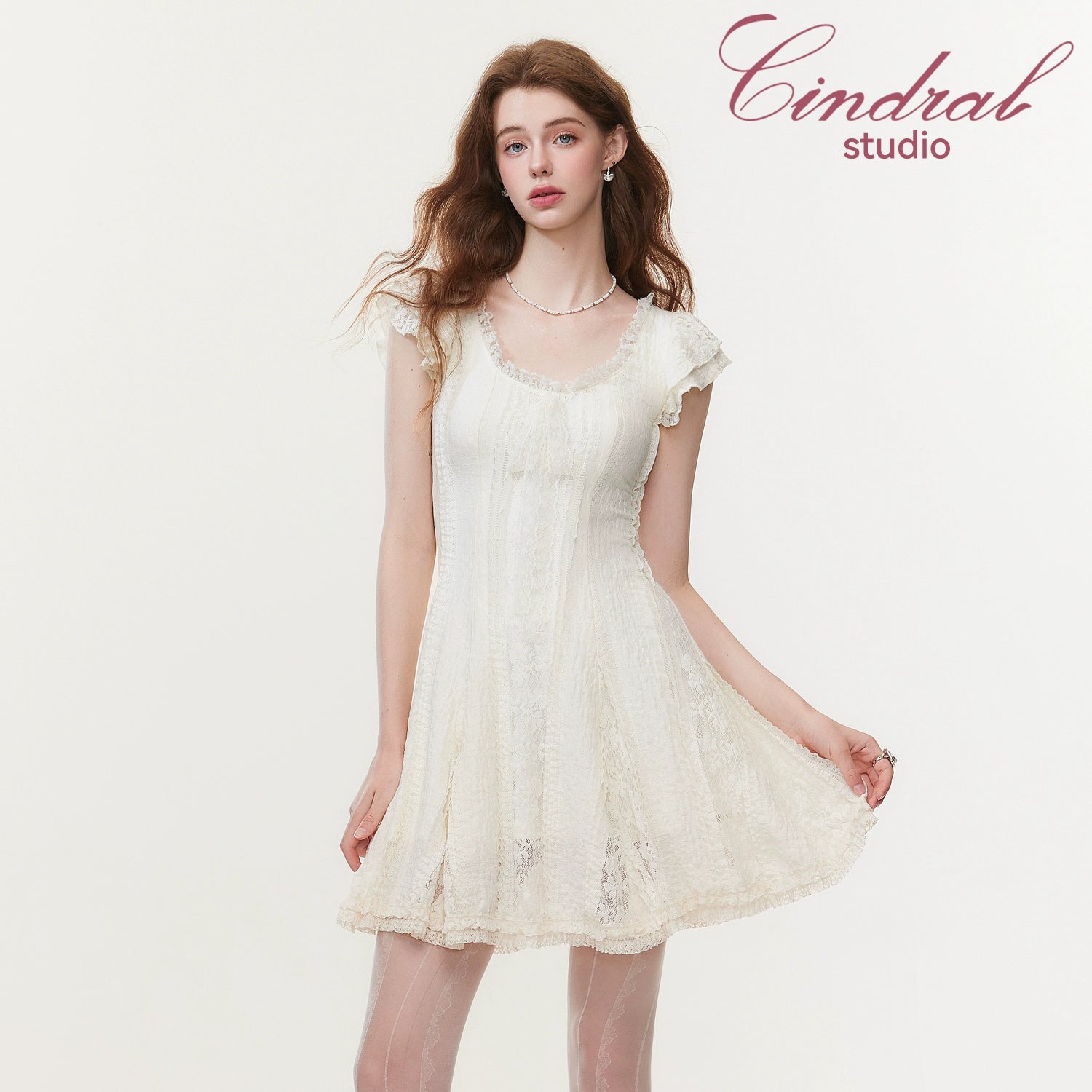 Flirty Girlie Lace-Up A-Line Mini Dress