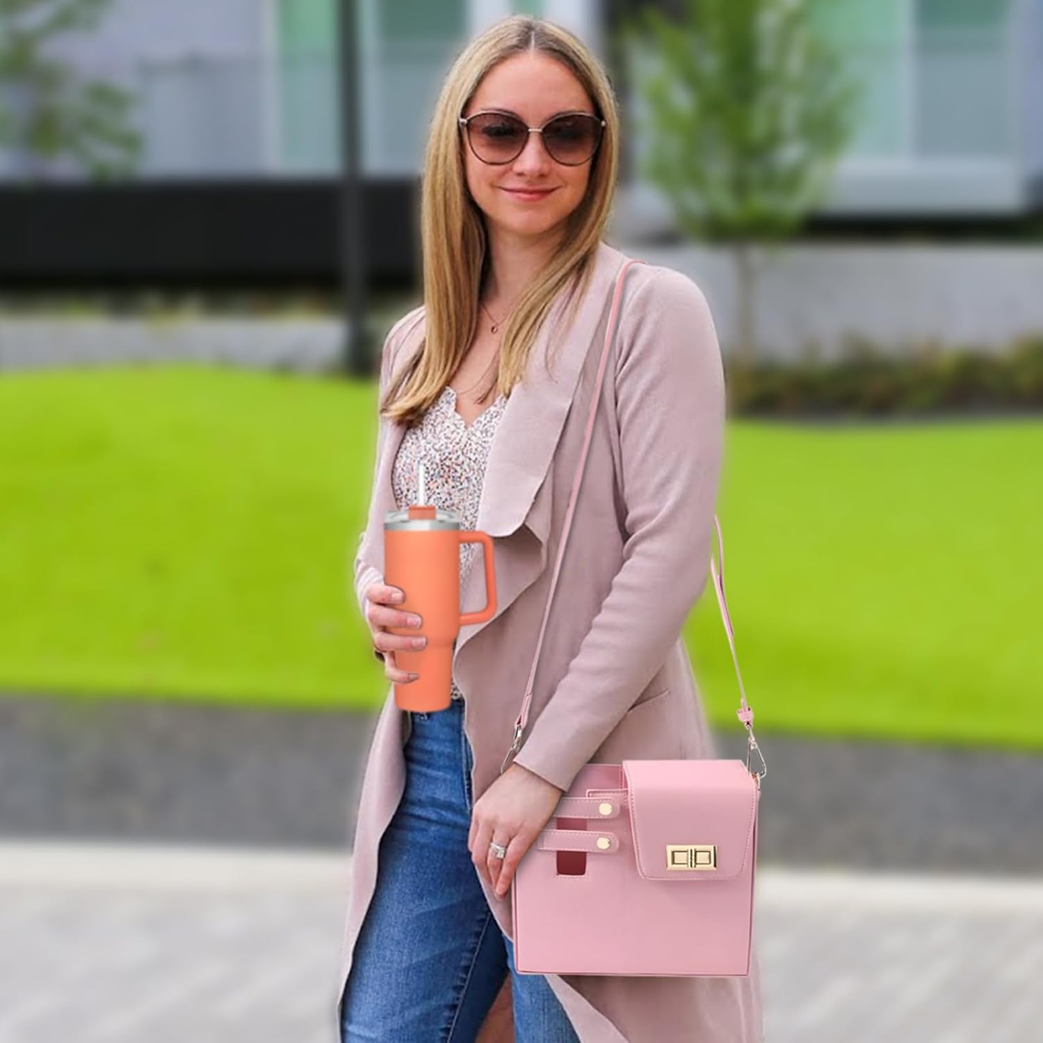 Water Cup Carrier Crossbody/Messager Bag With Adjustable Strap