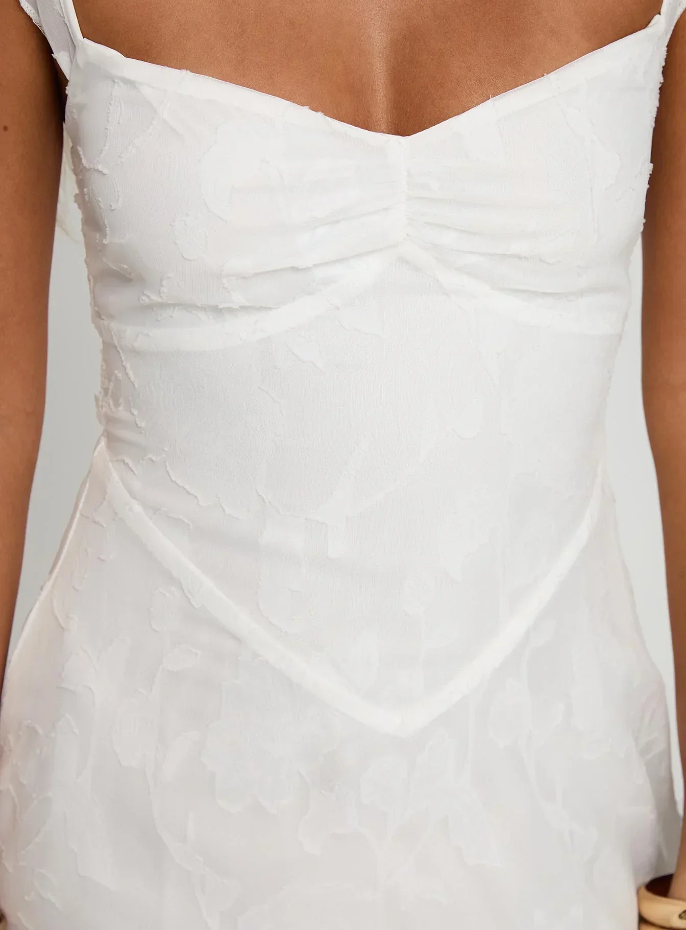 Past And Present Burnout Tie Back Mini Dress White