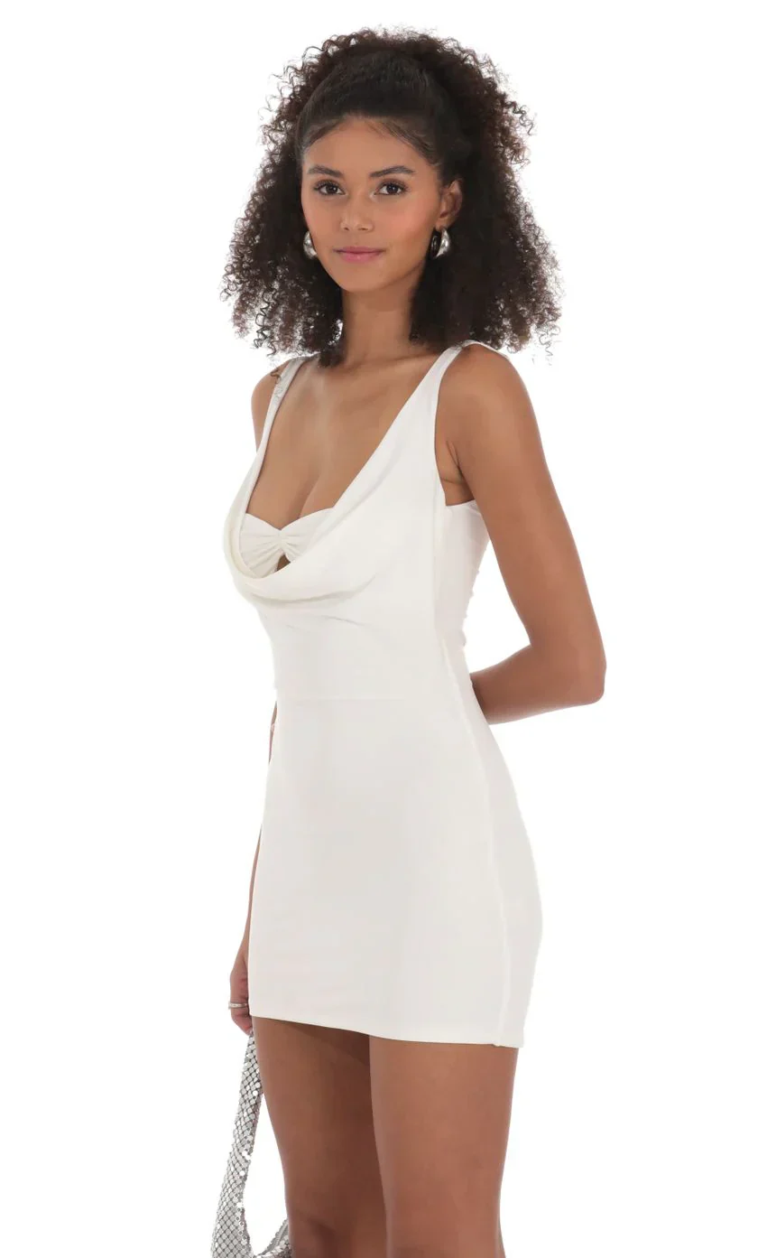 Plunge Neck Bodycon Dress in White