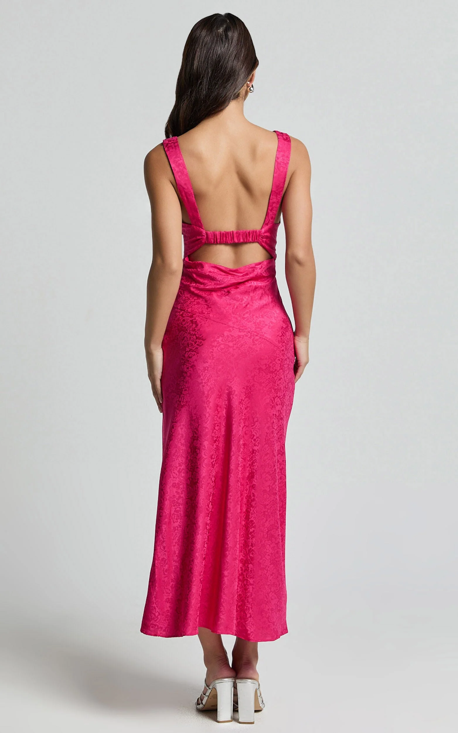 Cohen Midi Dress – Textured Satin Mid-Length Dress in Blush Pink