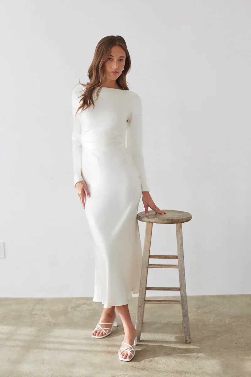 Sofia Open Back Satin Maxi Dress