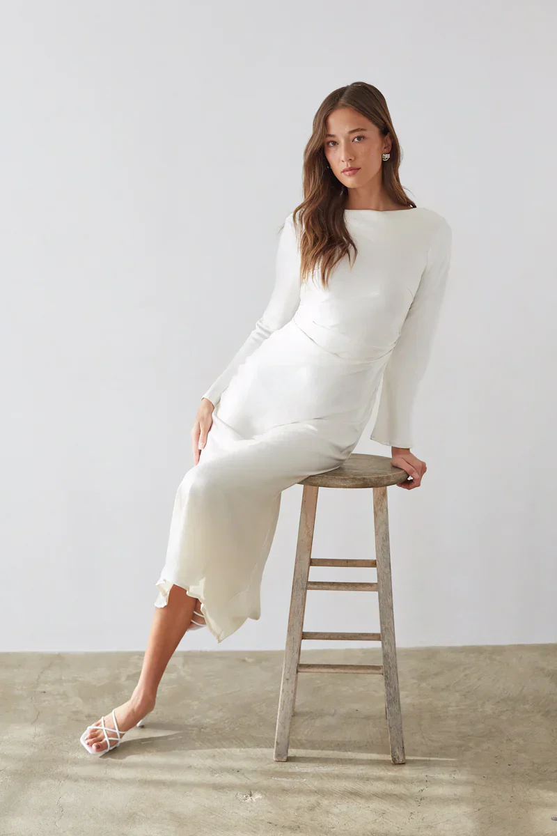 Sofia Open Back Satin Maxi Dress