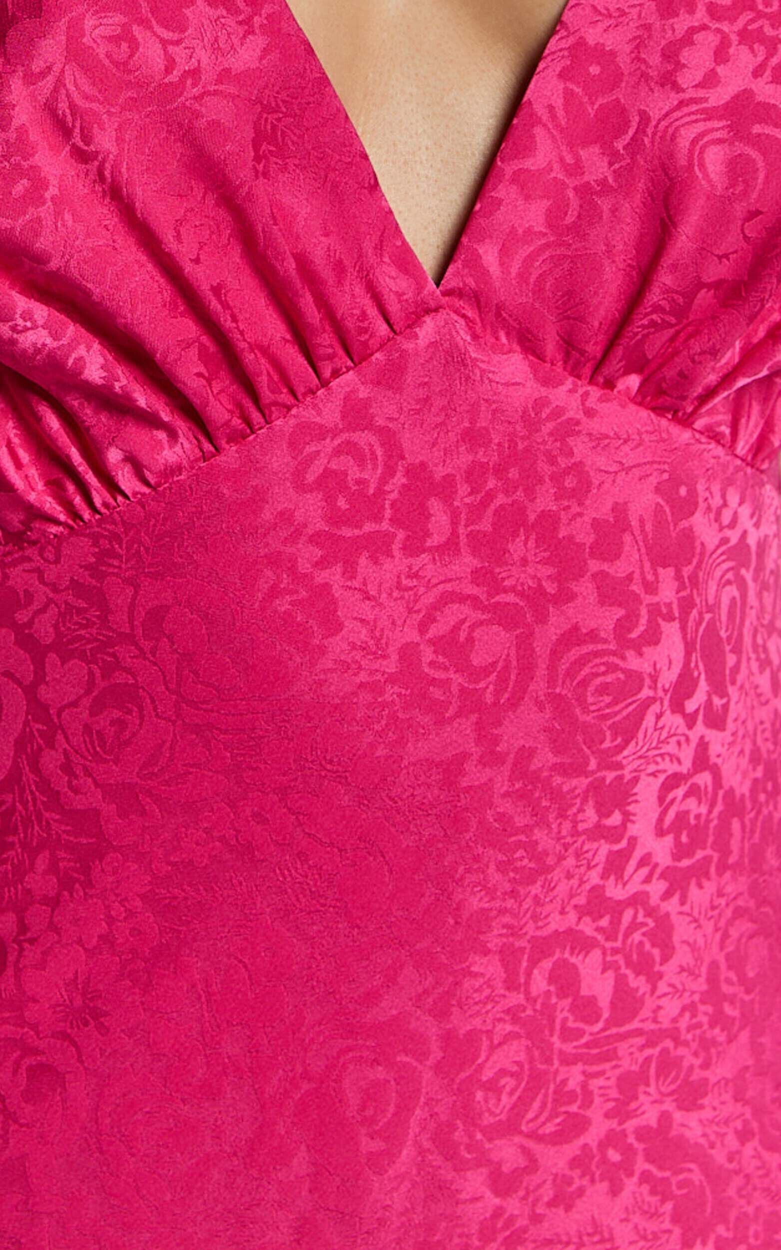 Cohen Midi Dress – Textured Satin Mid-Length Dress in Blush Pink