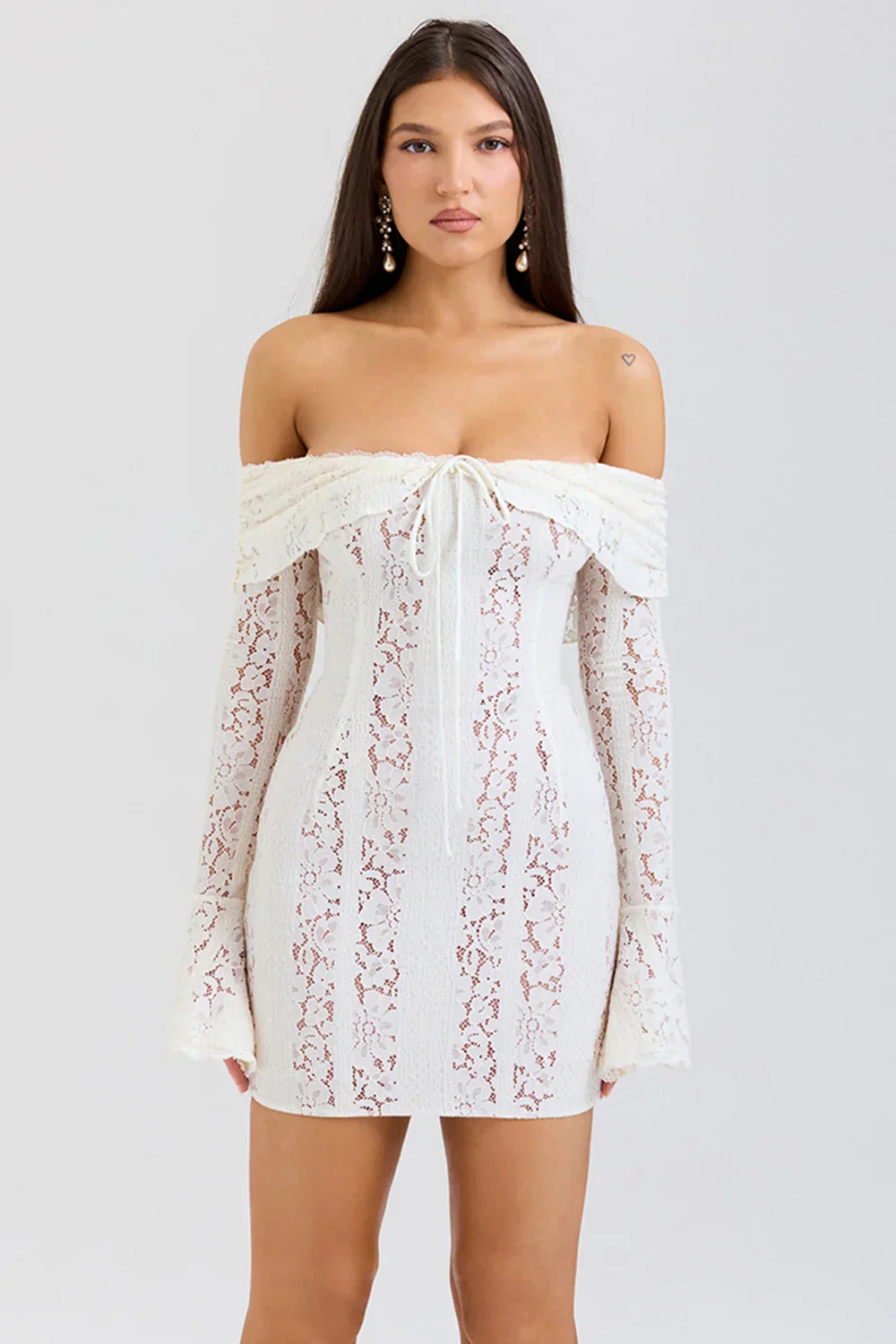 Sonya Off Shoulder Lace Mini Dress