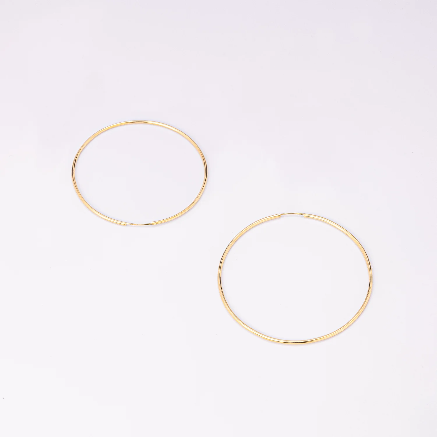 14K Solid Gold Large Endless Hoop Earrings 50mm