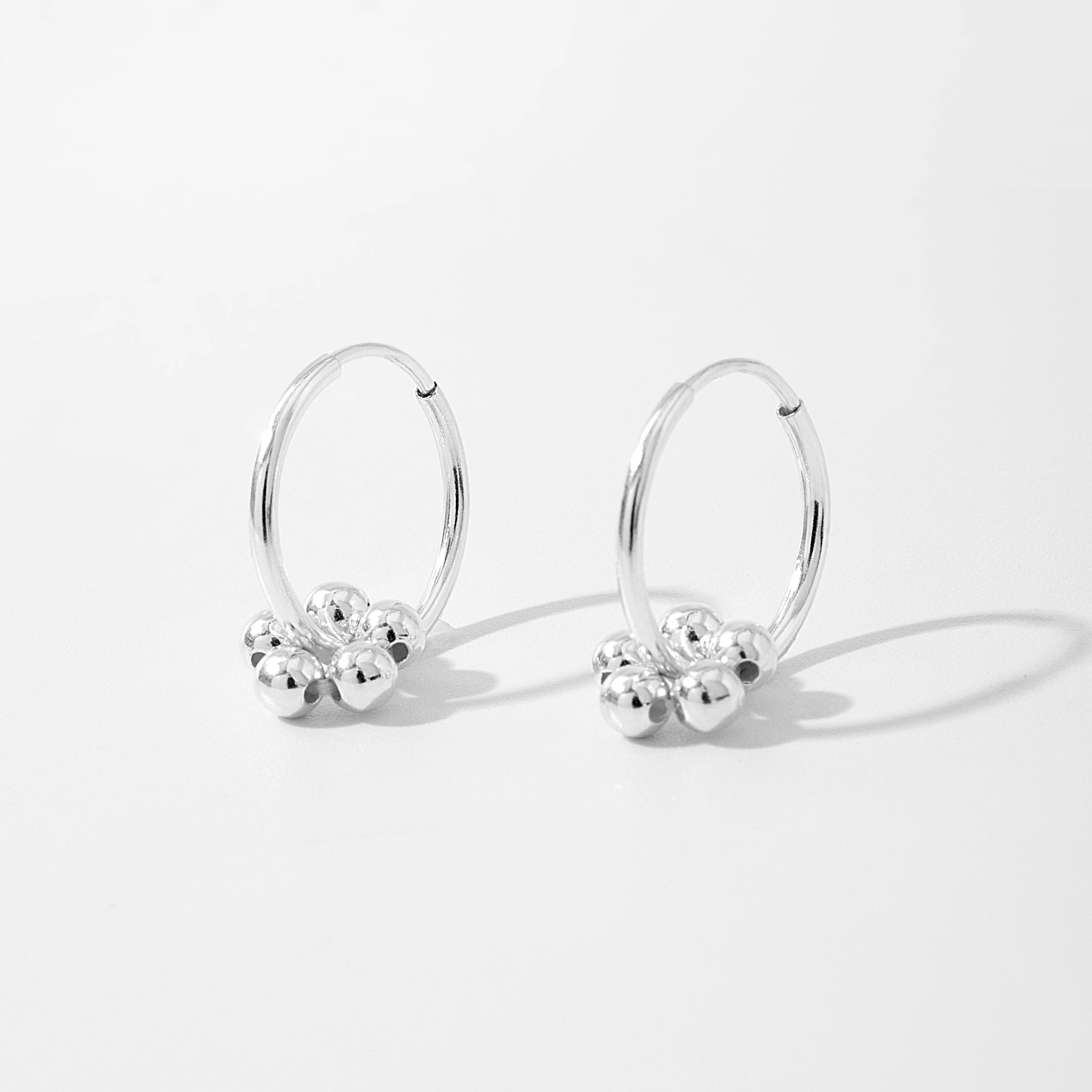 Floral Petal Beaded Hoop Earrings