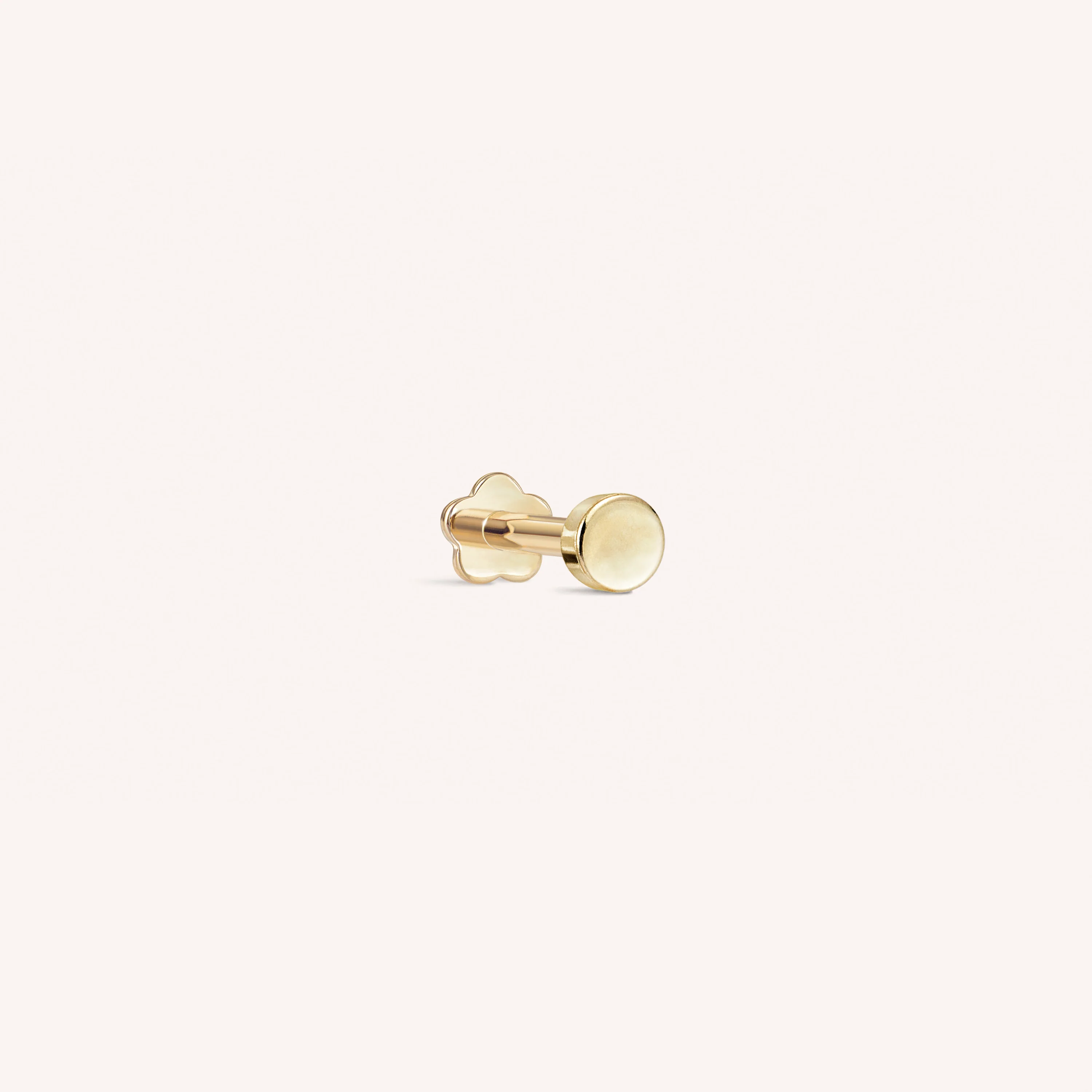 14K Solid Gold Mini Button Flatback Earring