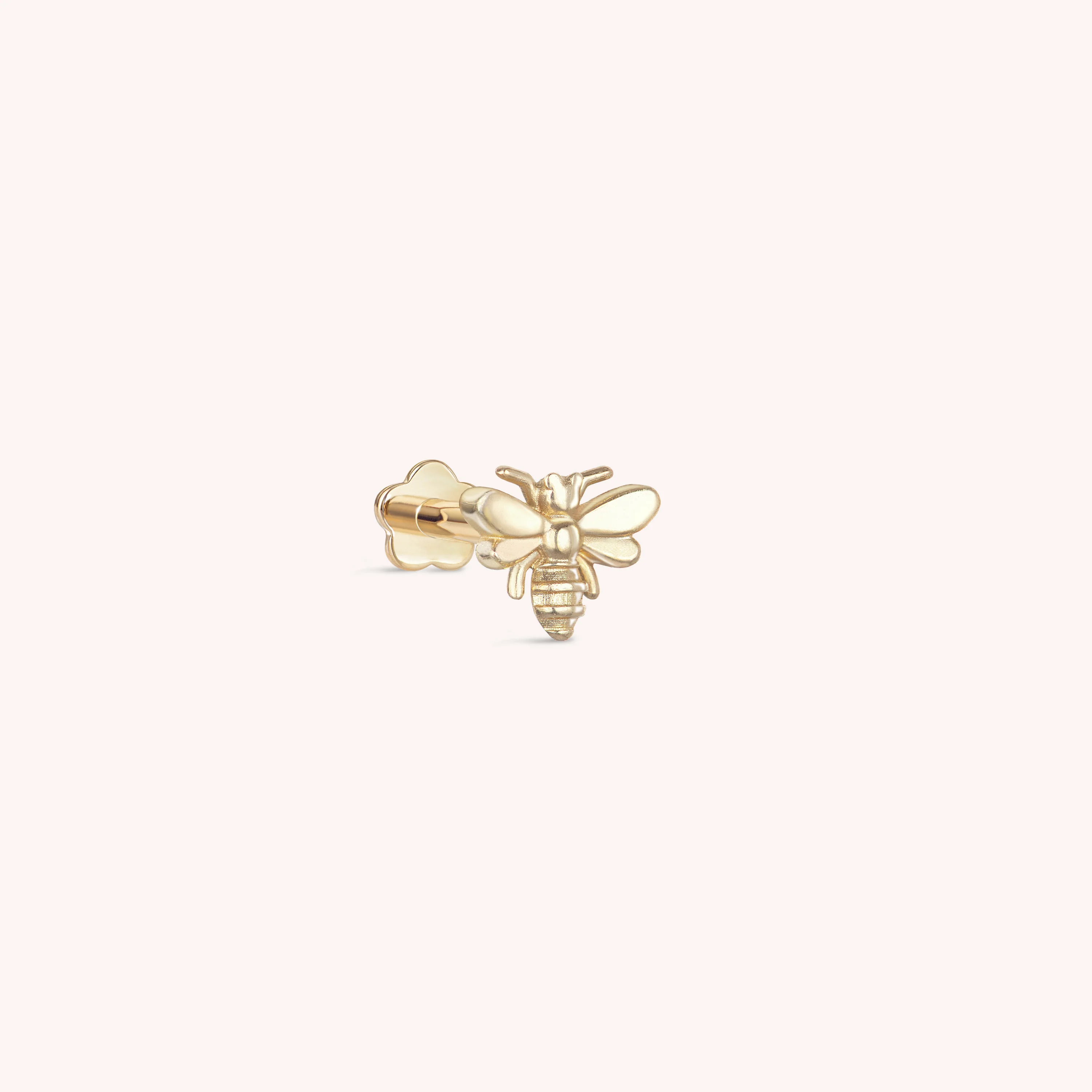 14K Solid Gold Bumblebee Flatback Earring