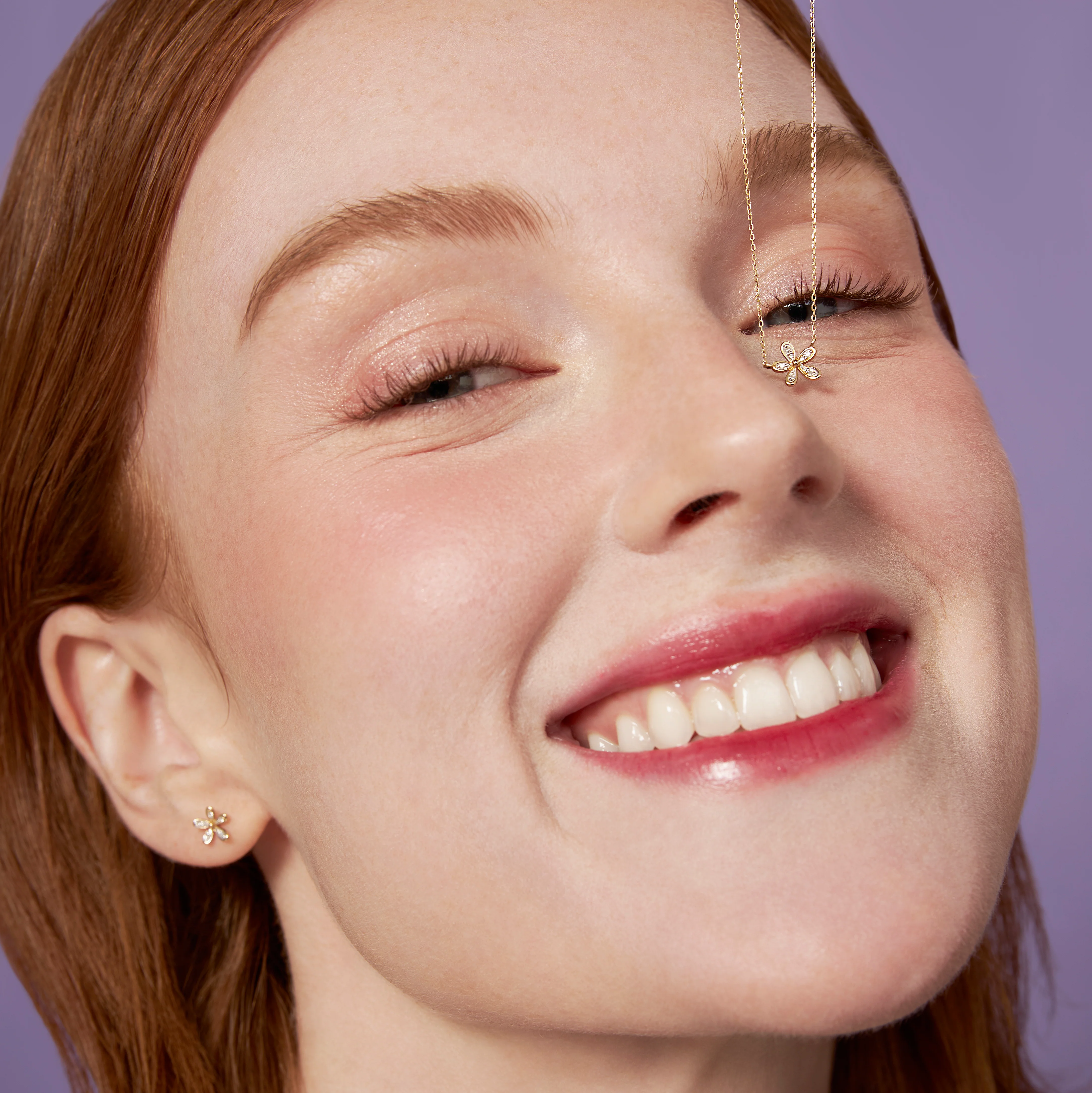 14K Solid Gold Floraison Pavé Diamond Necklace