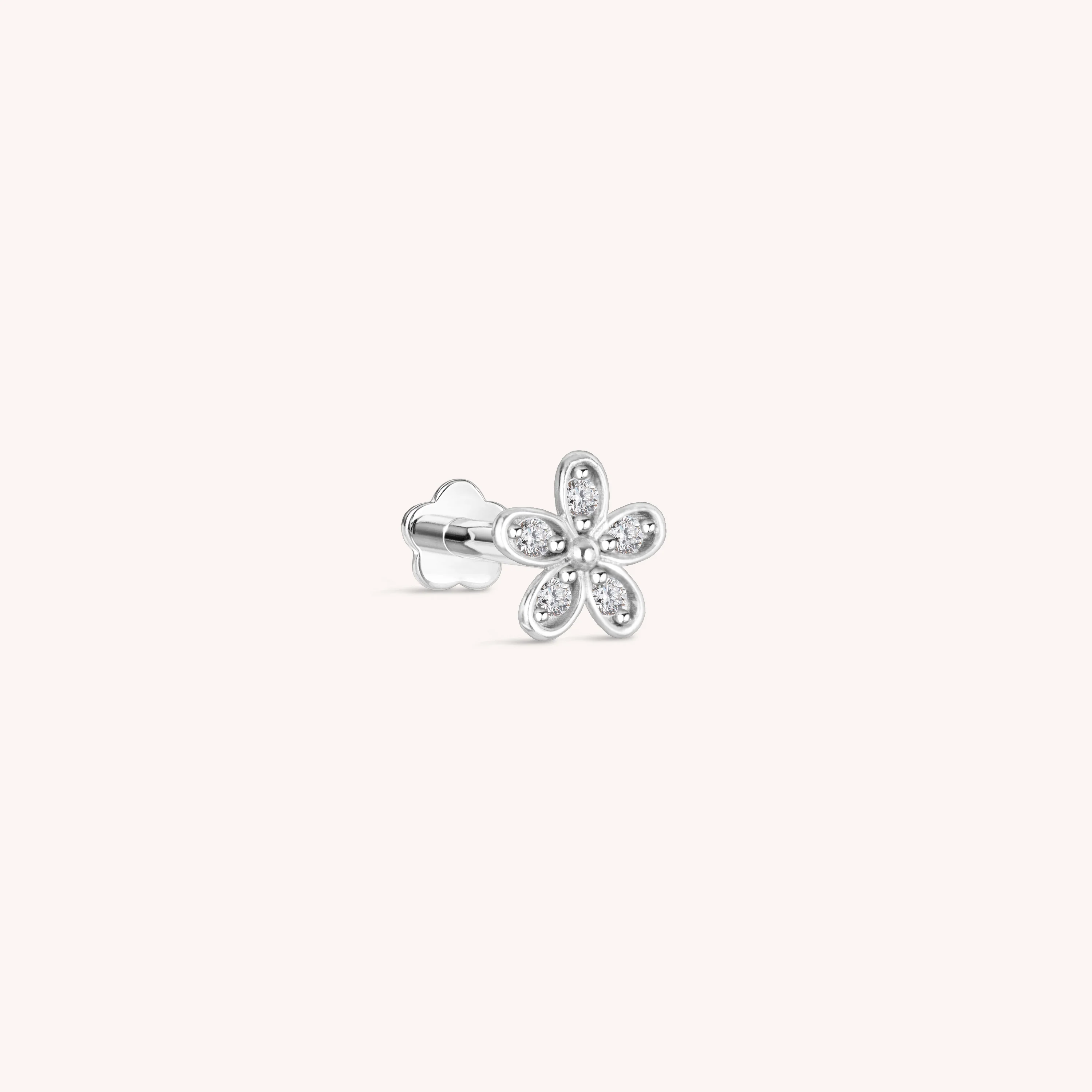 14K Solid Gold Daisy Flower Flatback Earring