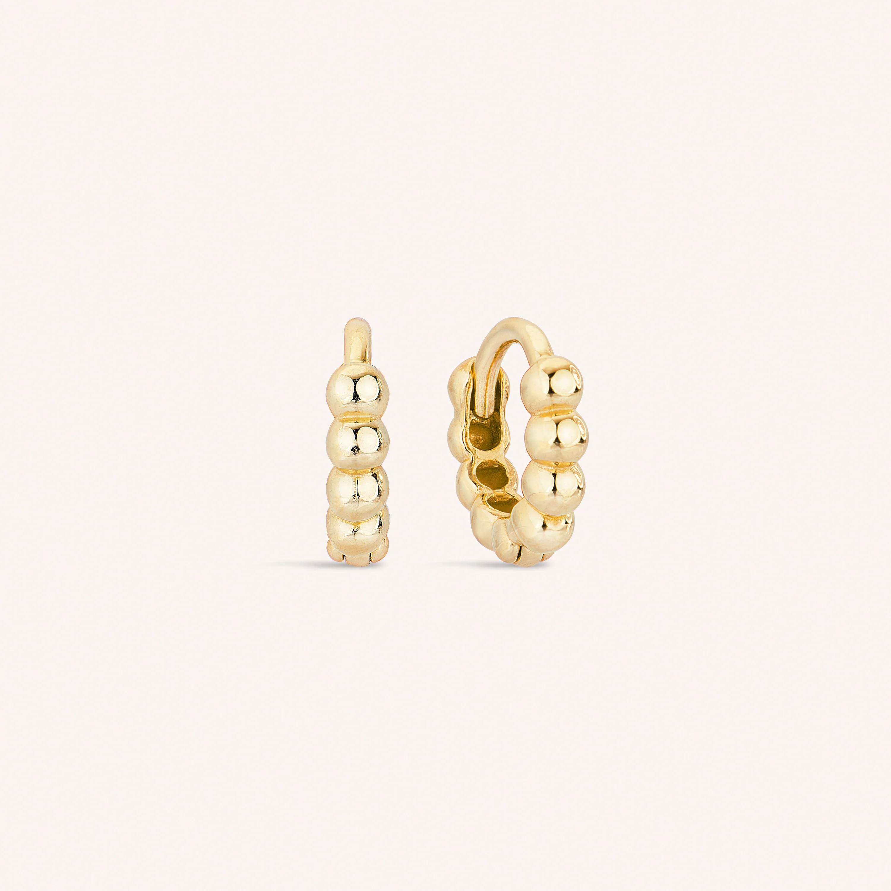 14K Solid Gold Bubble Tiny Hoop Earring