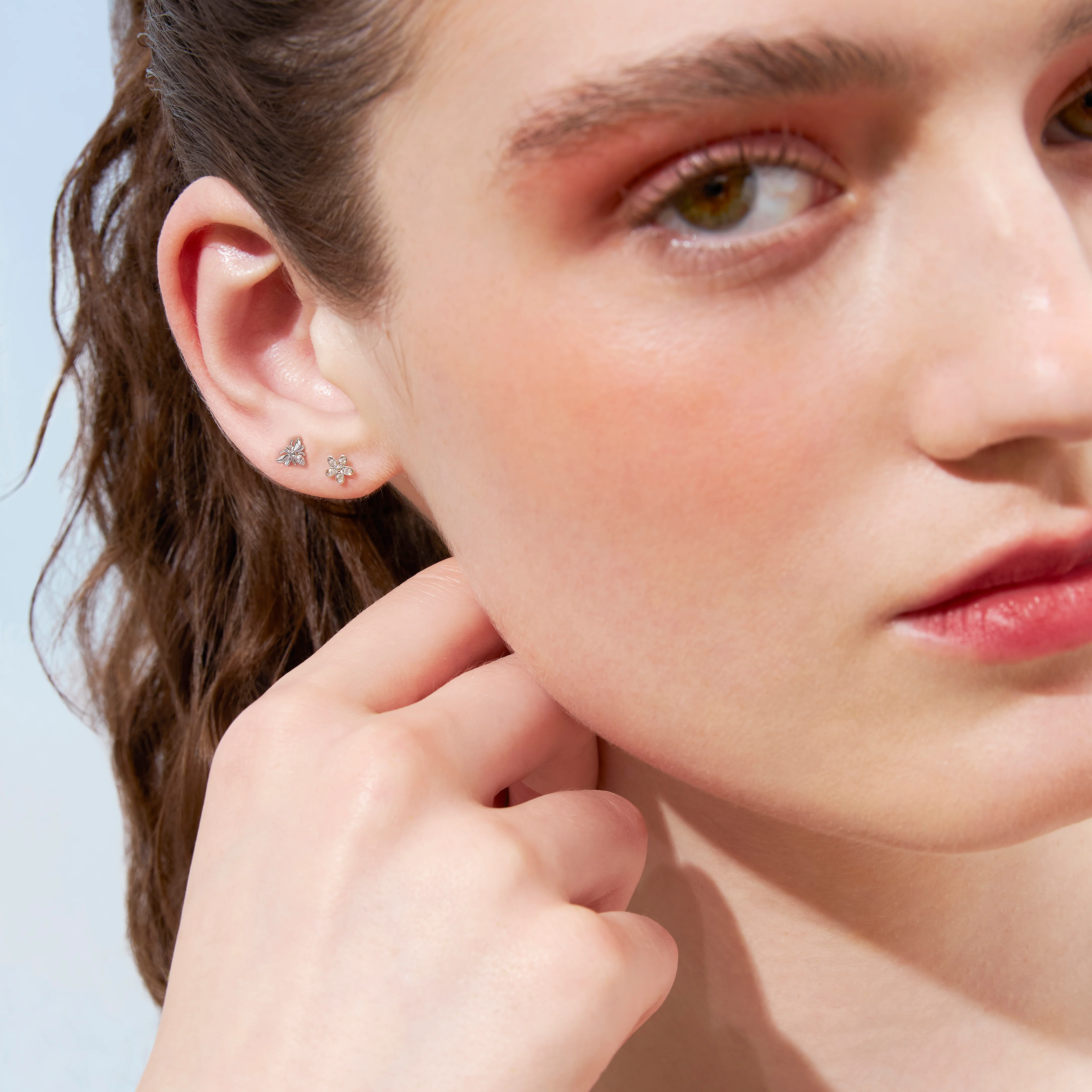 14K Solid Gold Bumblebee Flatback Earring