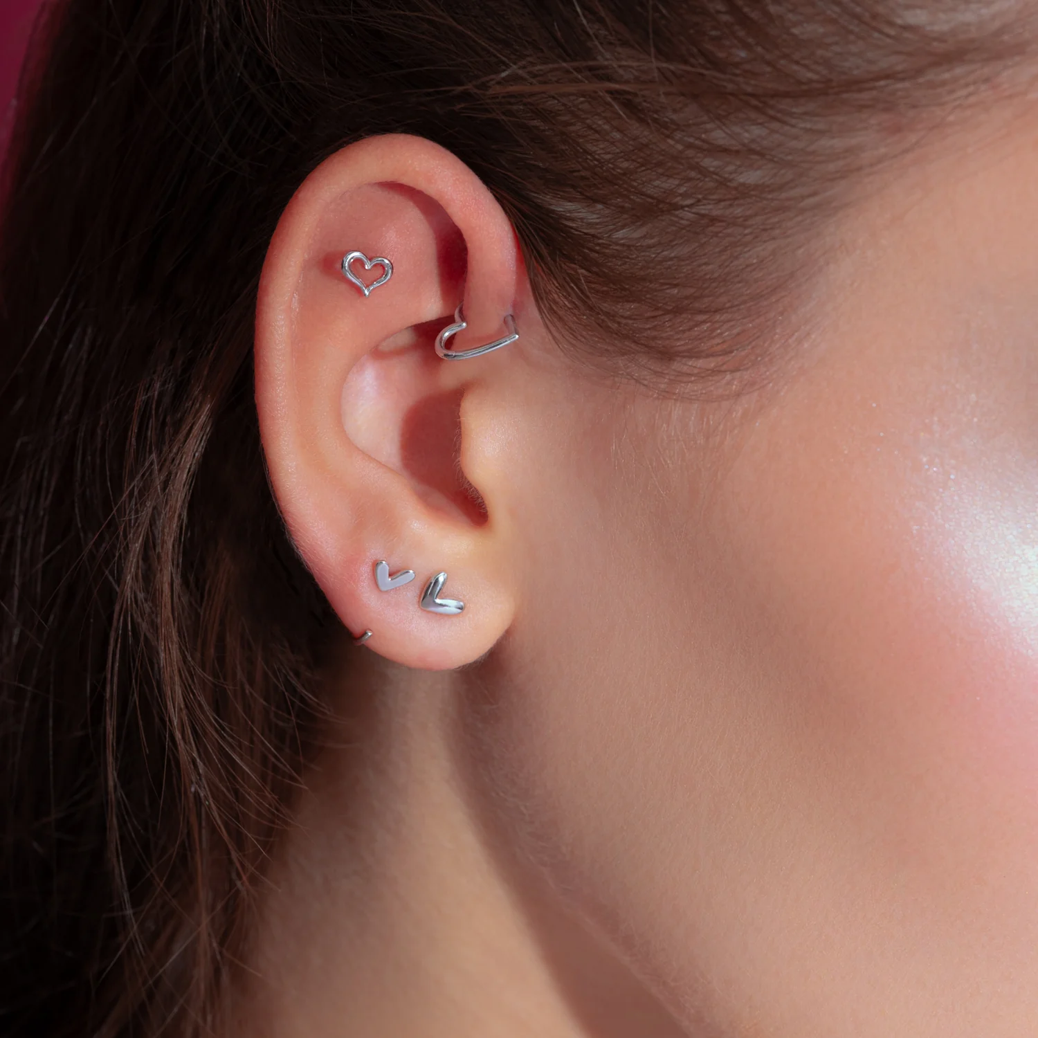 14K Solid Gold SweetHeart Stud Earrings