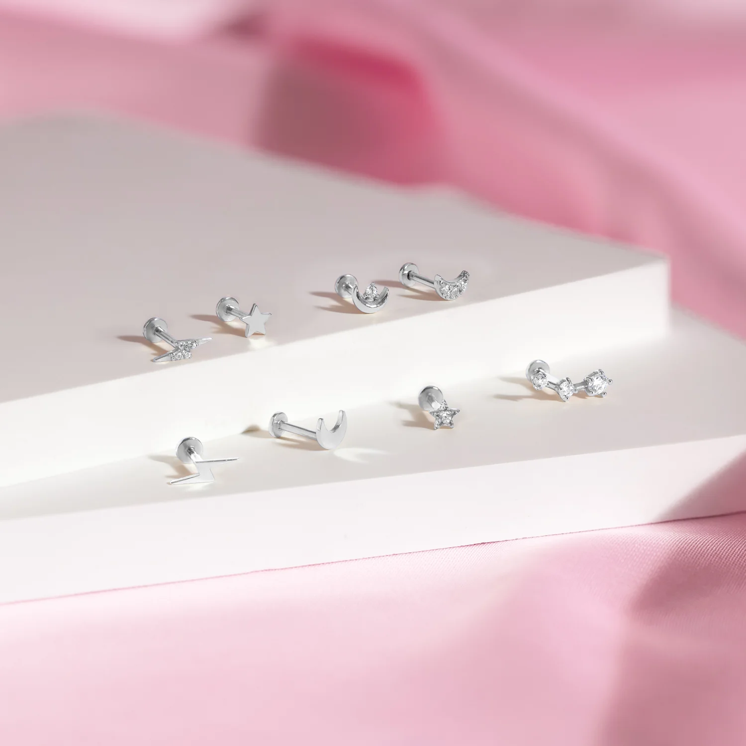 14K Solid Gold Little Stellar Flatback Earring