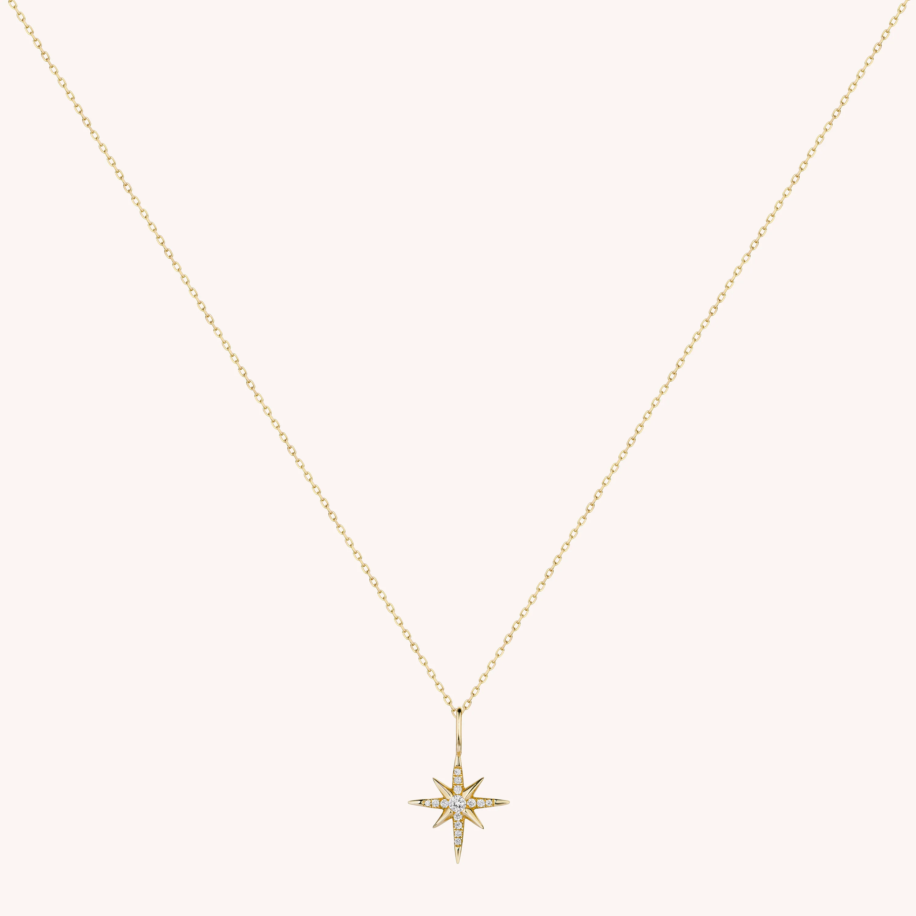 14K Solid Gold Pave Interstellar Diamond Necklace