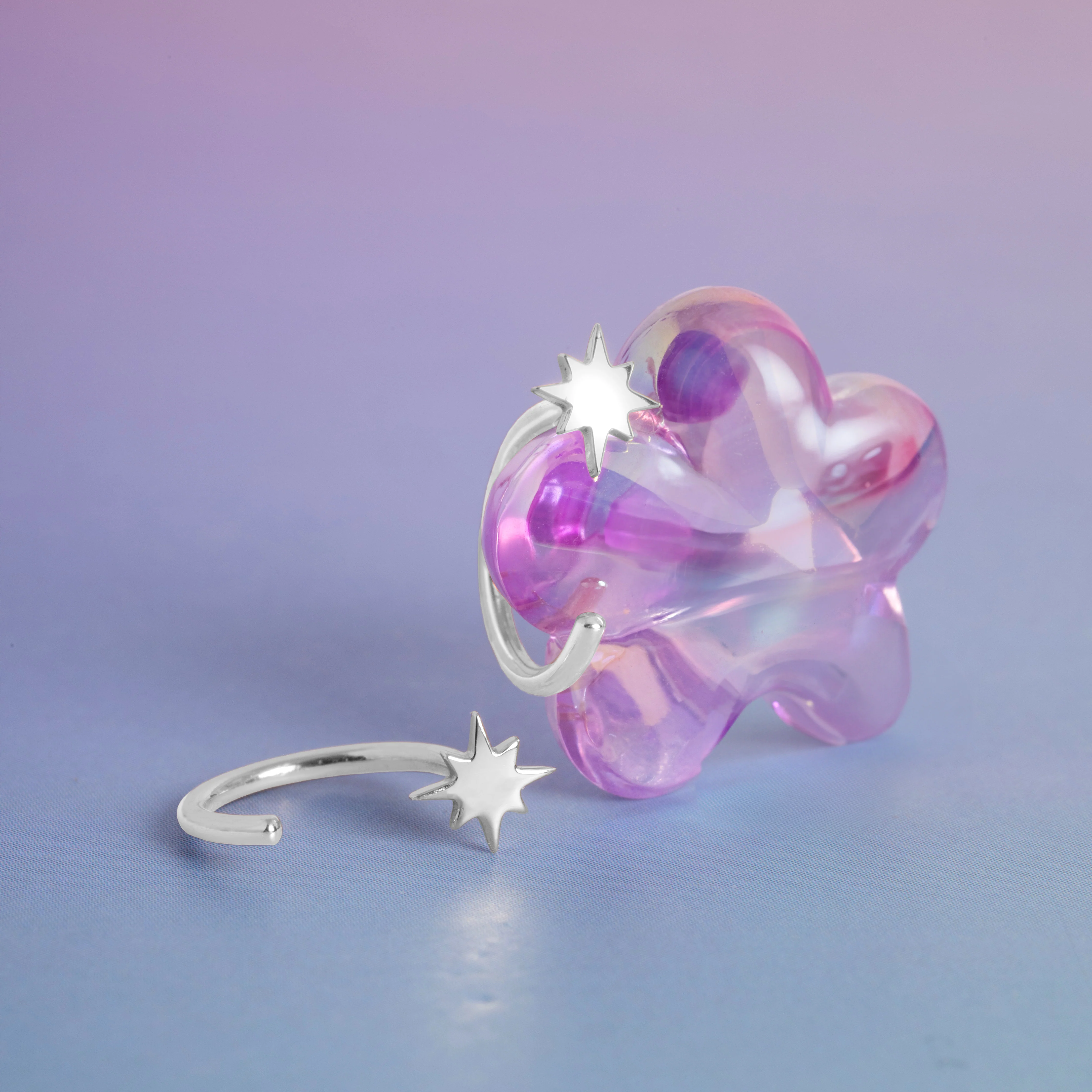 14K Solid Gold Interstellar Open Huggie Earrings