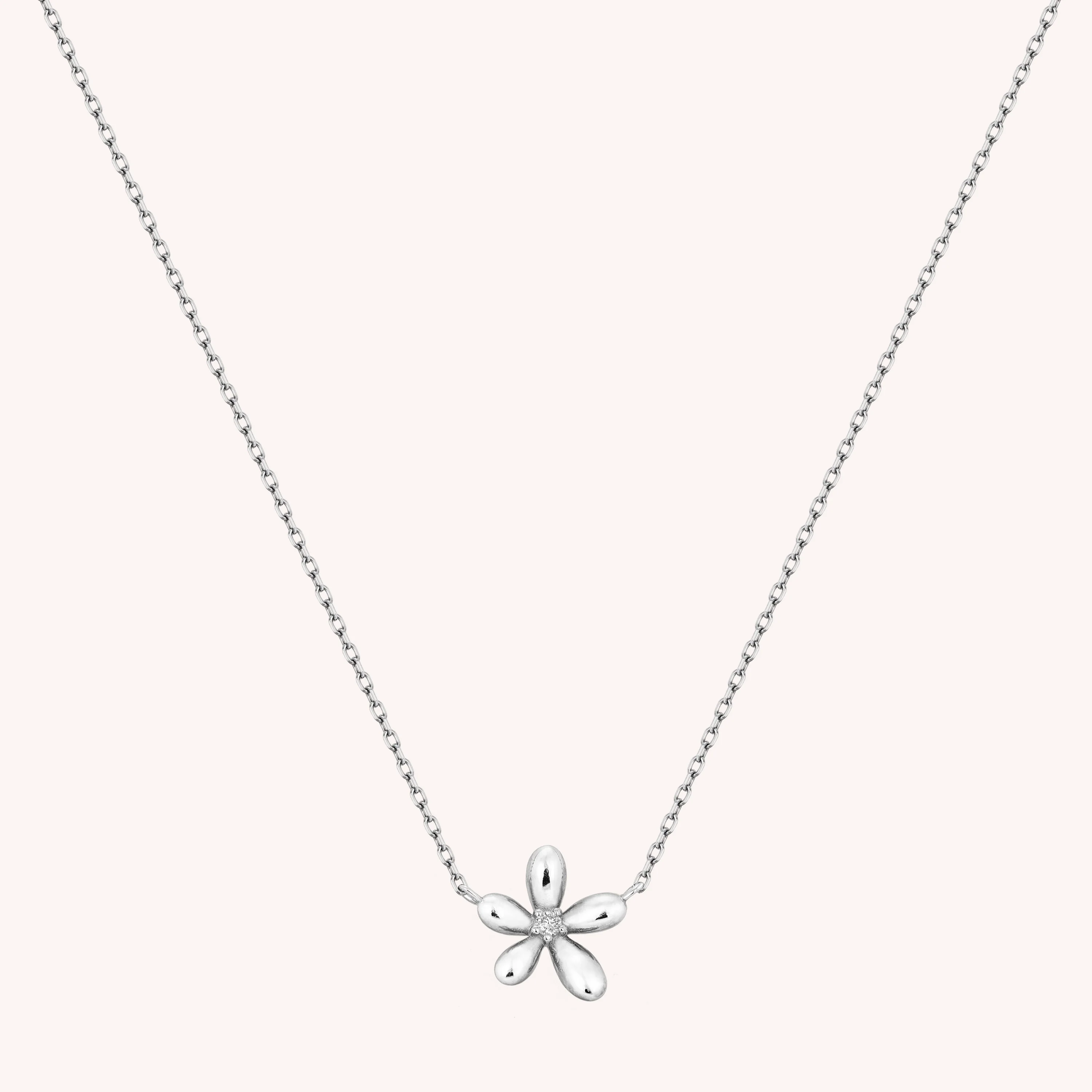 14K Solid Gold Floraison Diamond Necklace