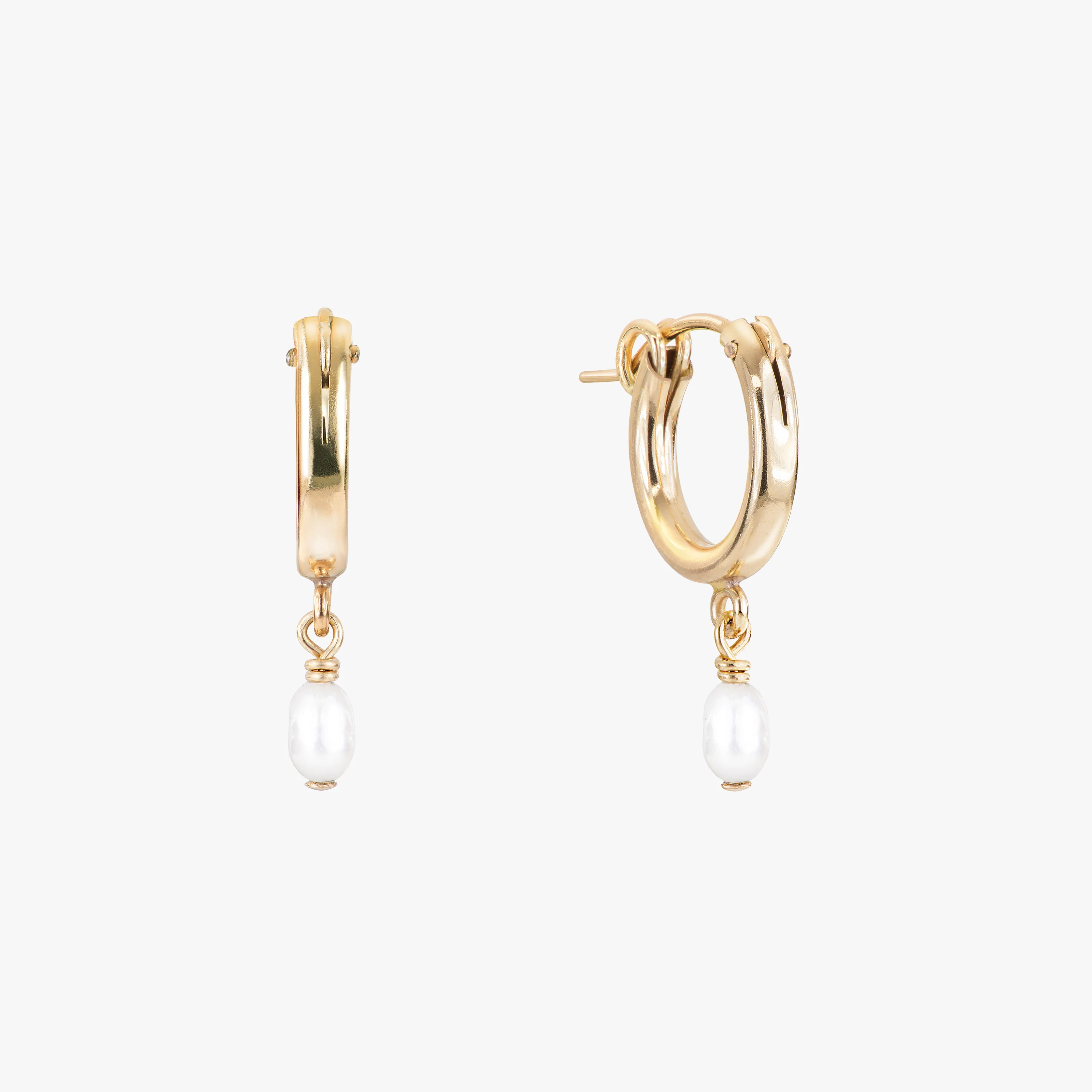 Mini Water Pearl Dangling Hoop Earrings