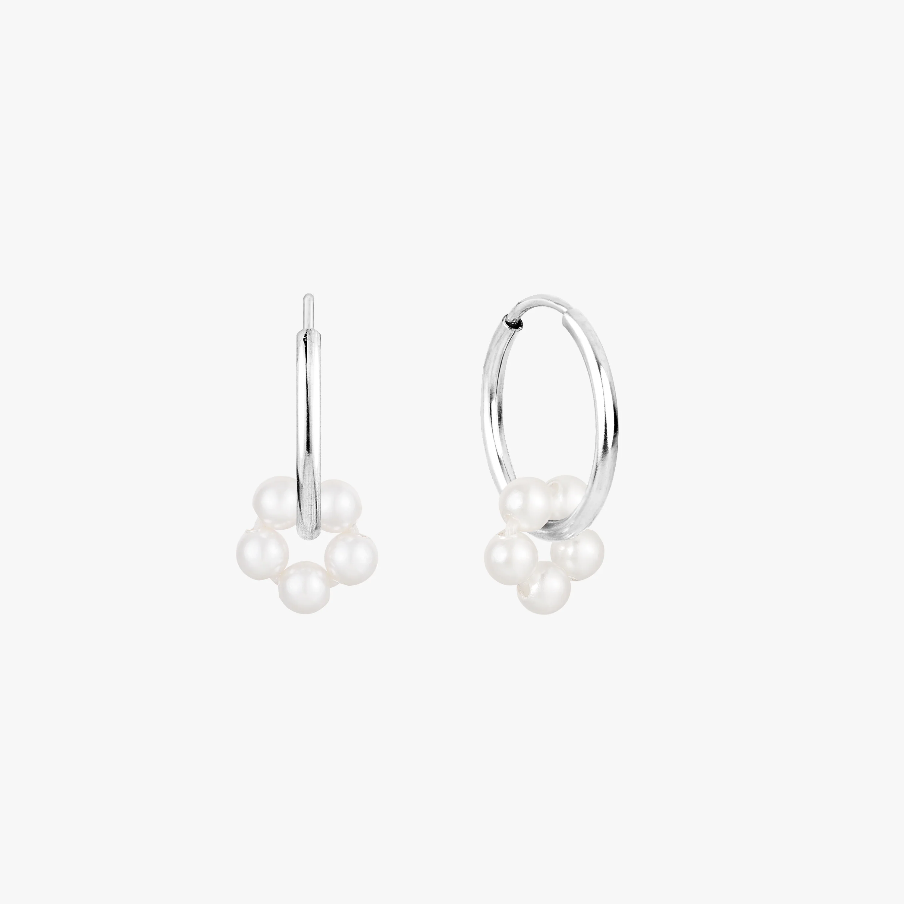 Pearly Petal Beaded Hoop Earrings