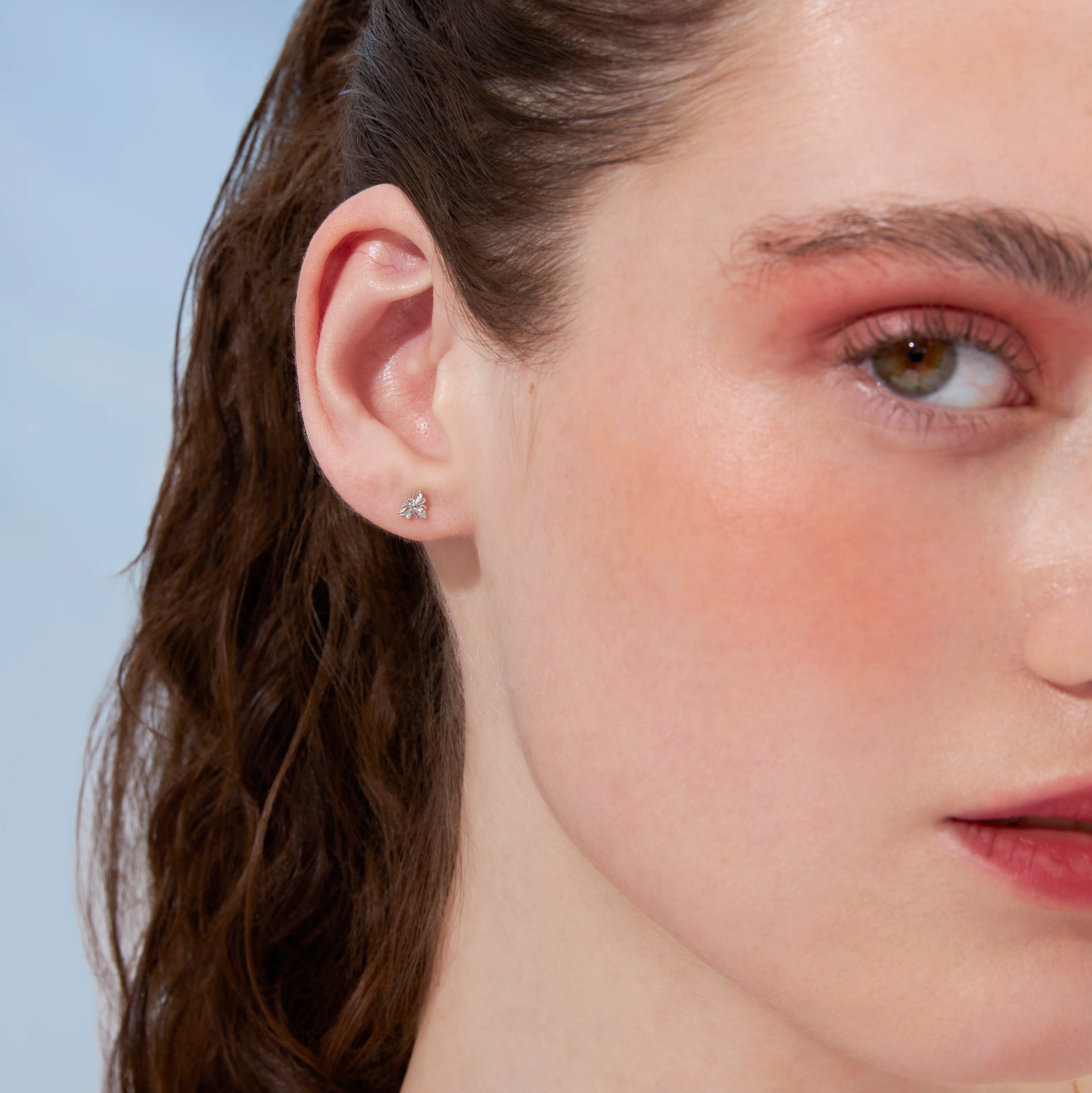 14K Solid Gold Bumblebee Flatback Earring