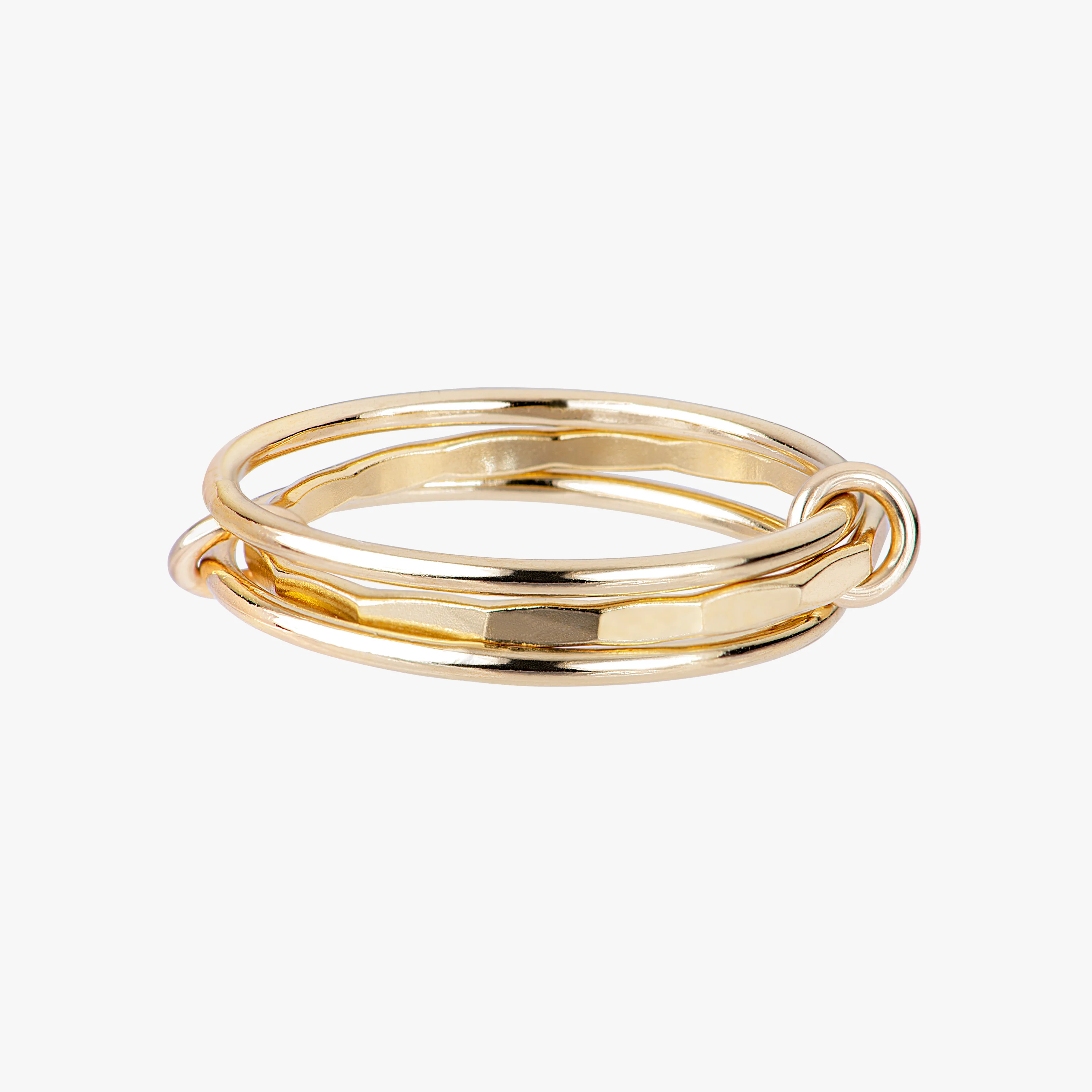 Hammered Minimal Linked Stacker Ring
